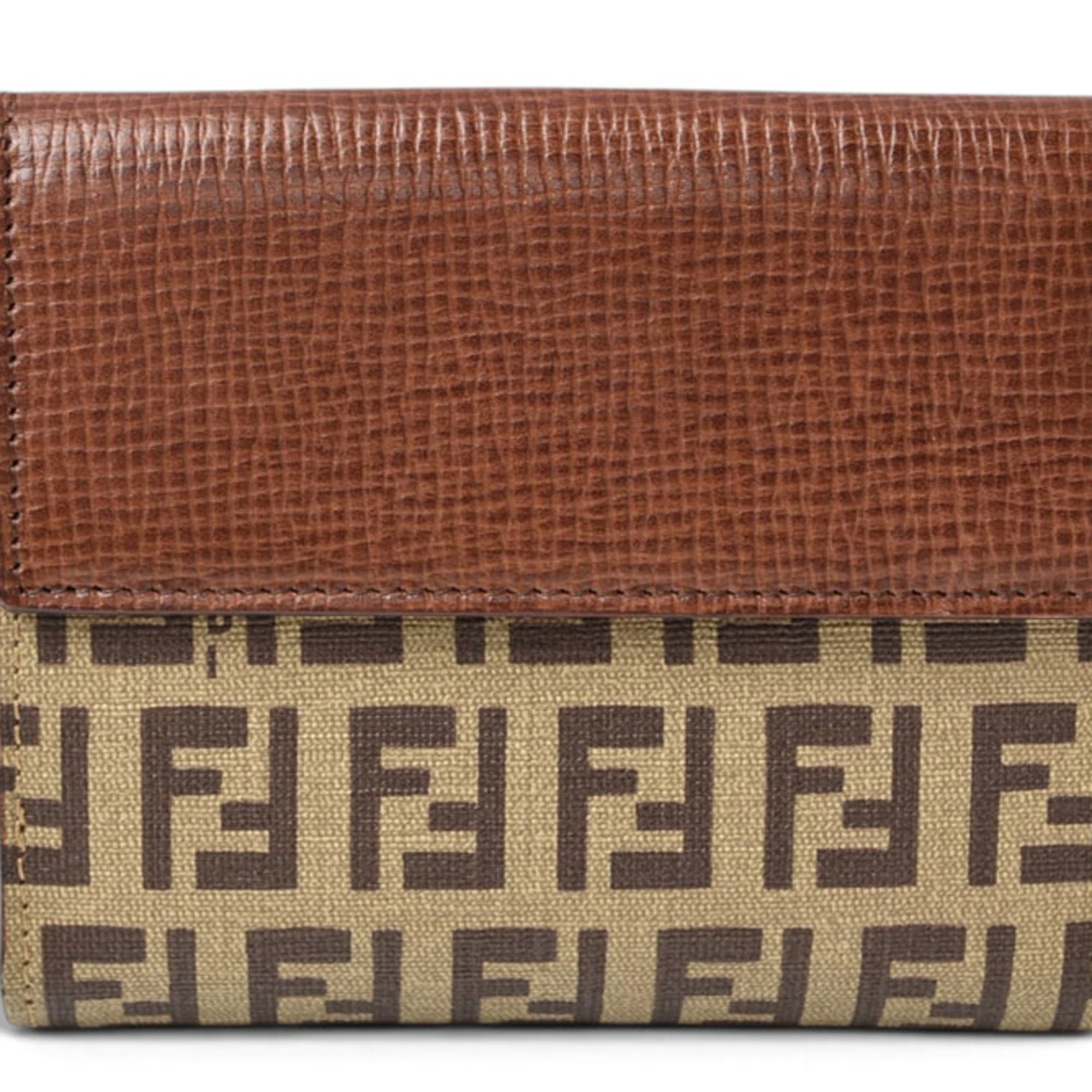 Fendi Beige Brown Brown Pvc Leather Wallet (Bi-Fold) (Pre-Owned)