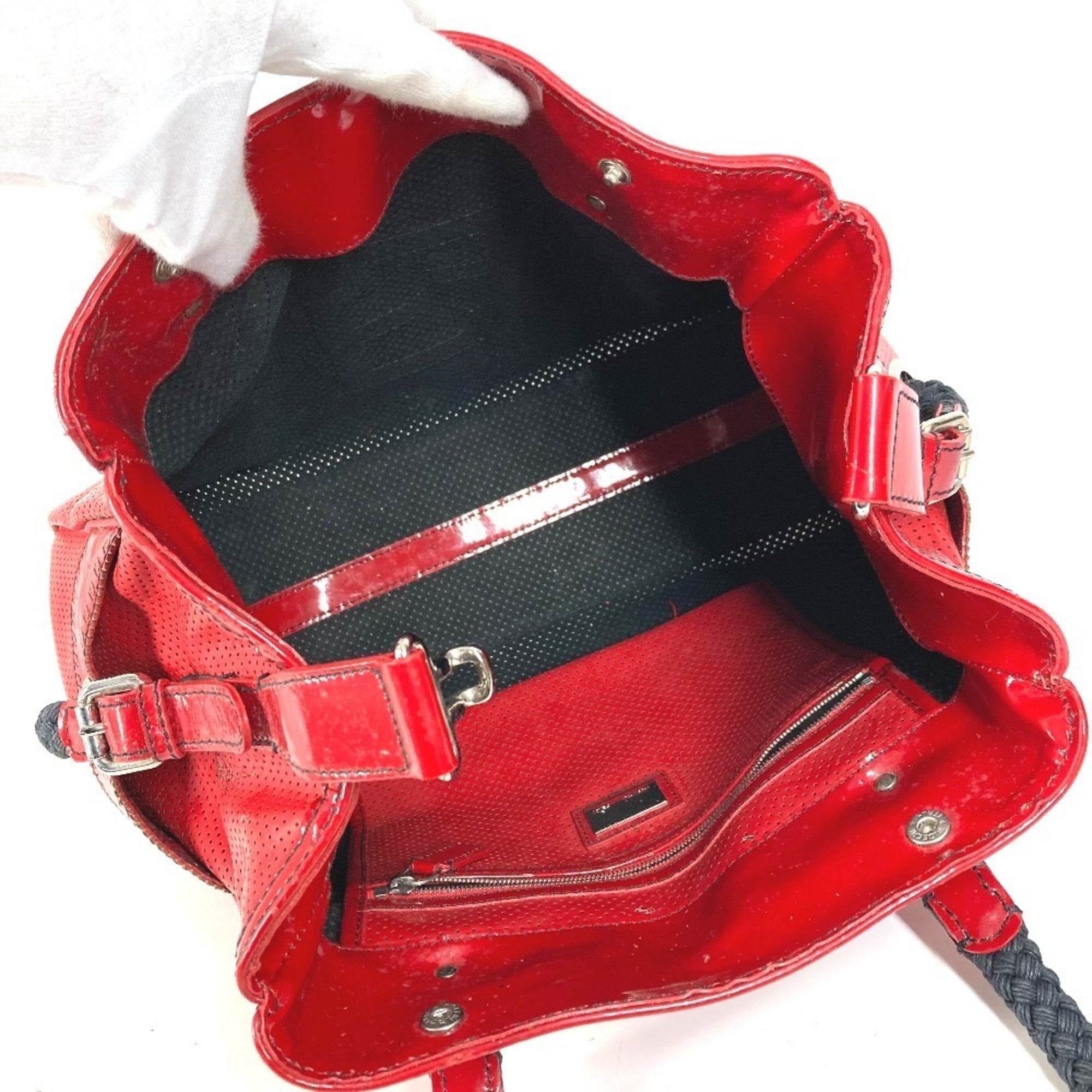 Fendi Black Red Color Shoulder Bag Tote Bag (Pre-Owned)