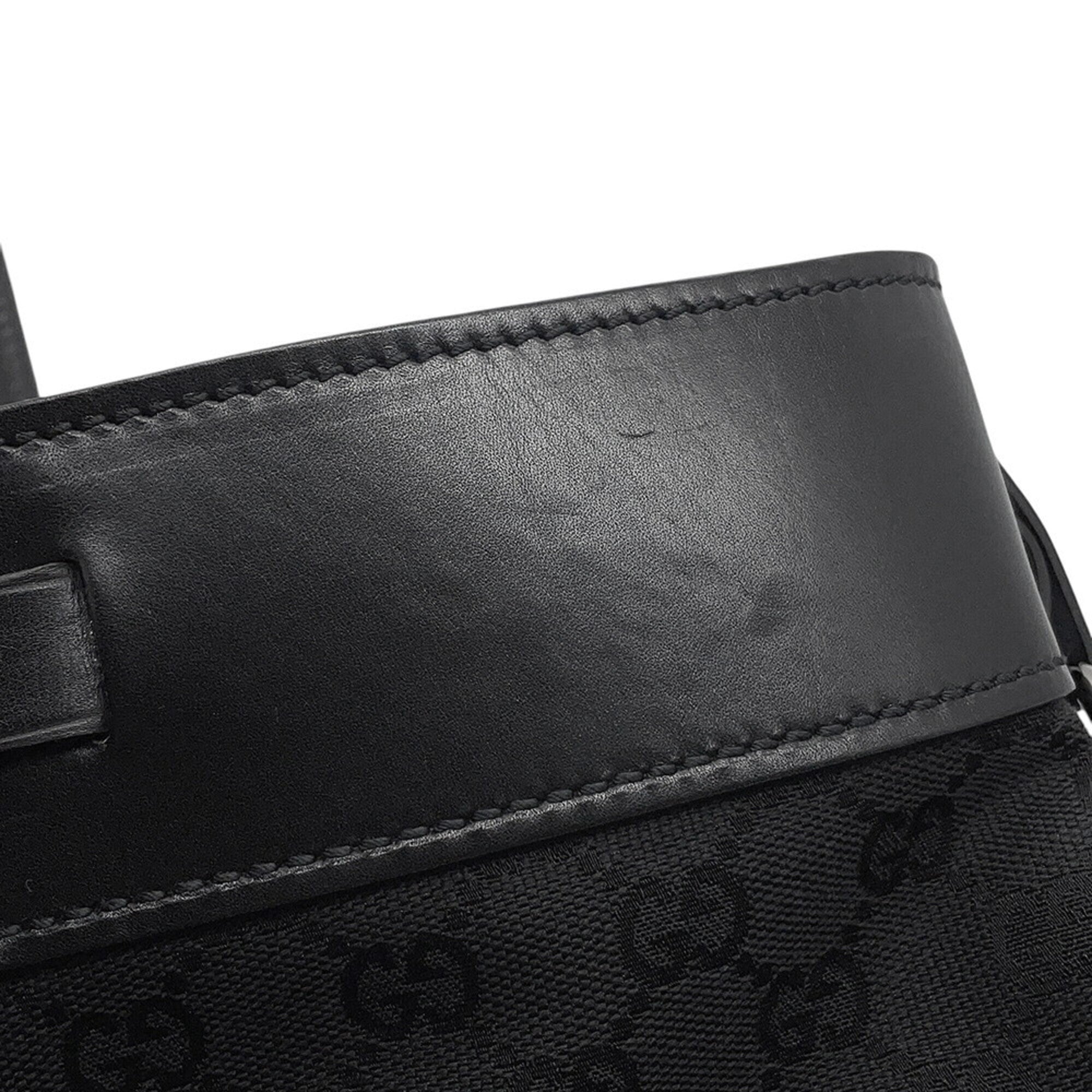 Gucci Black Gg Canvas Leather Handbag Tote Bag (Pre-Owned)