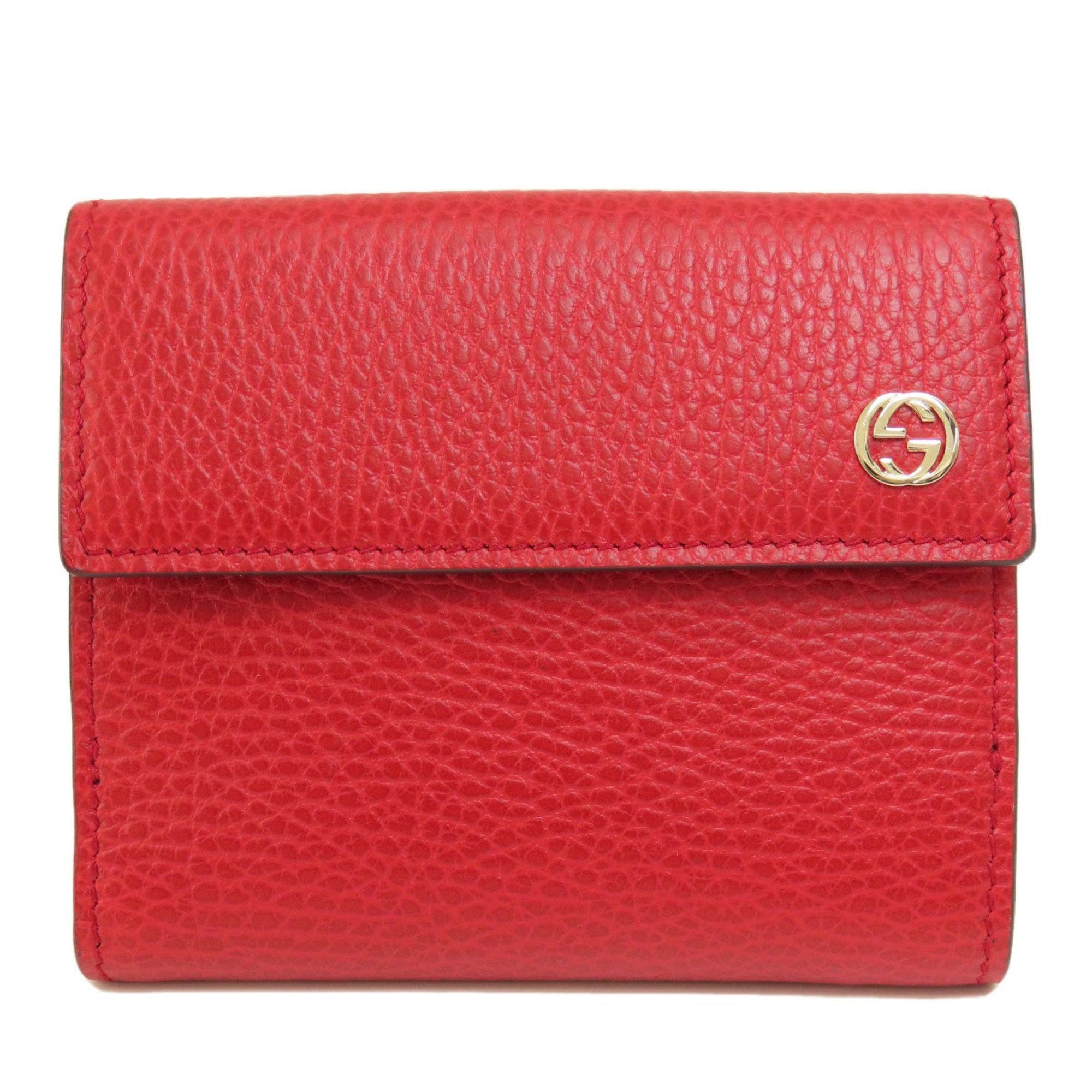 Gucci Red Color Leather Wallet (Bi-Fold) (Pre-Owned)