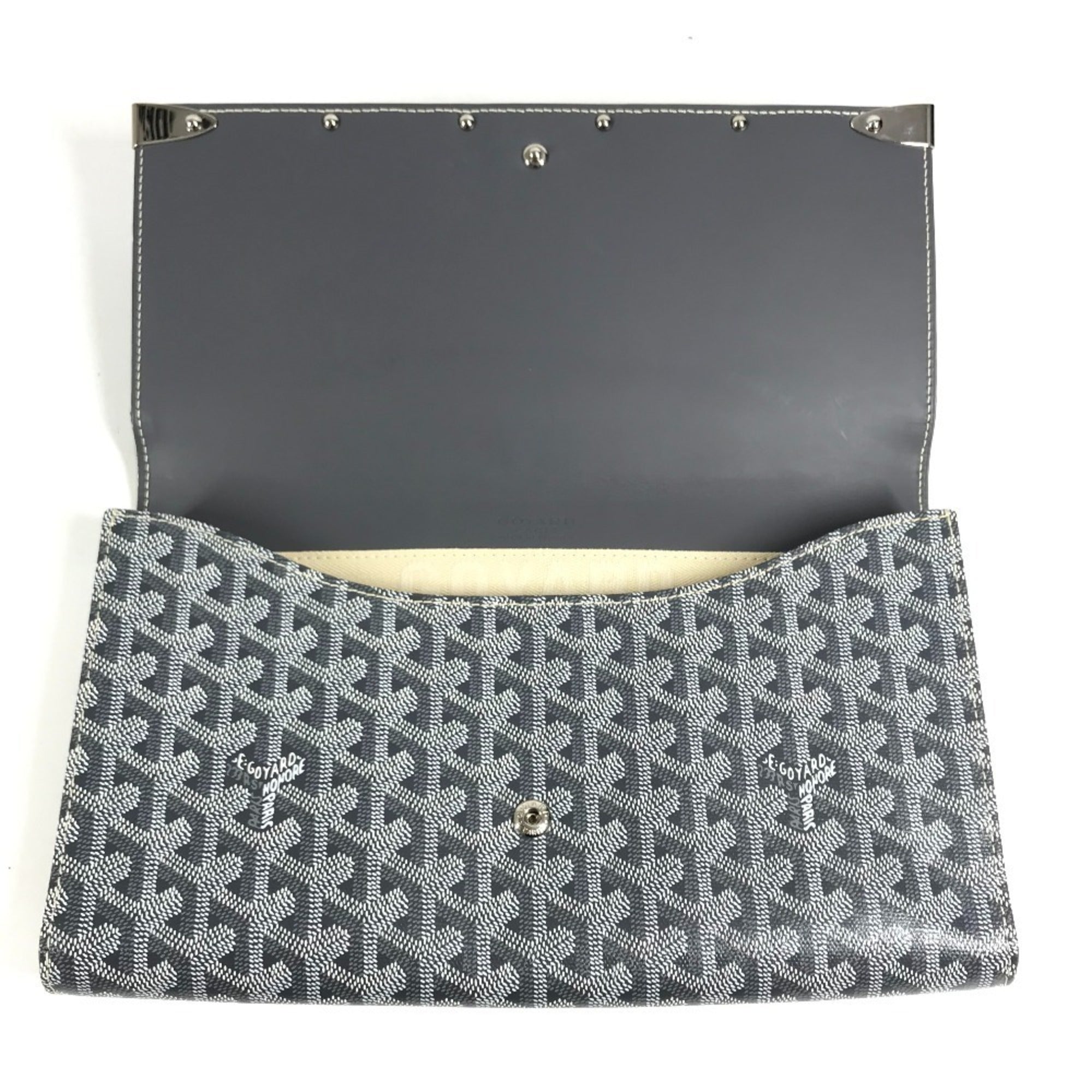 Goyard Gray Pvc Leather Clutch Bag Handbag (Pre-Owned)