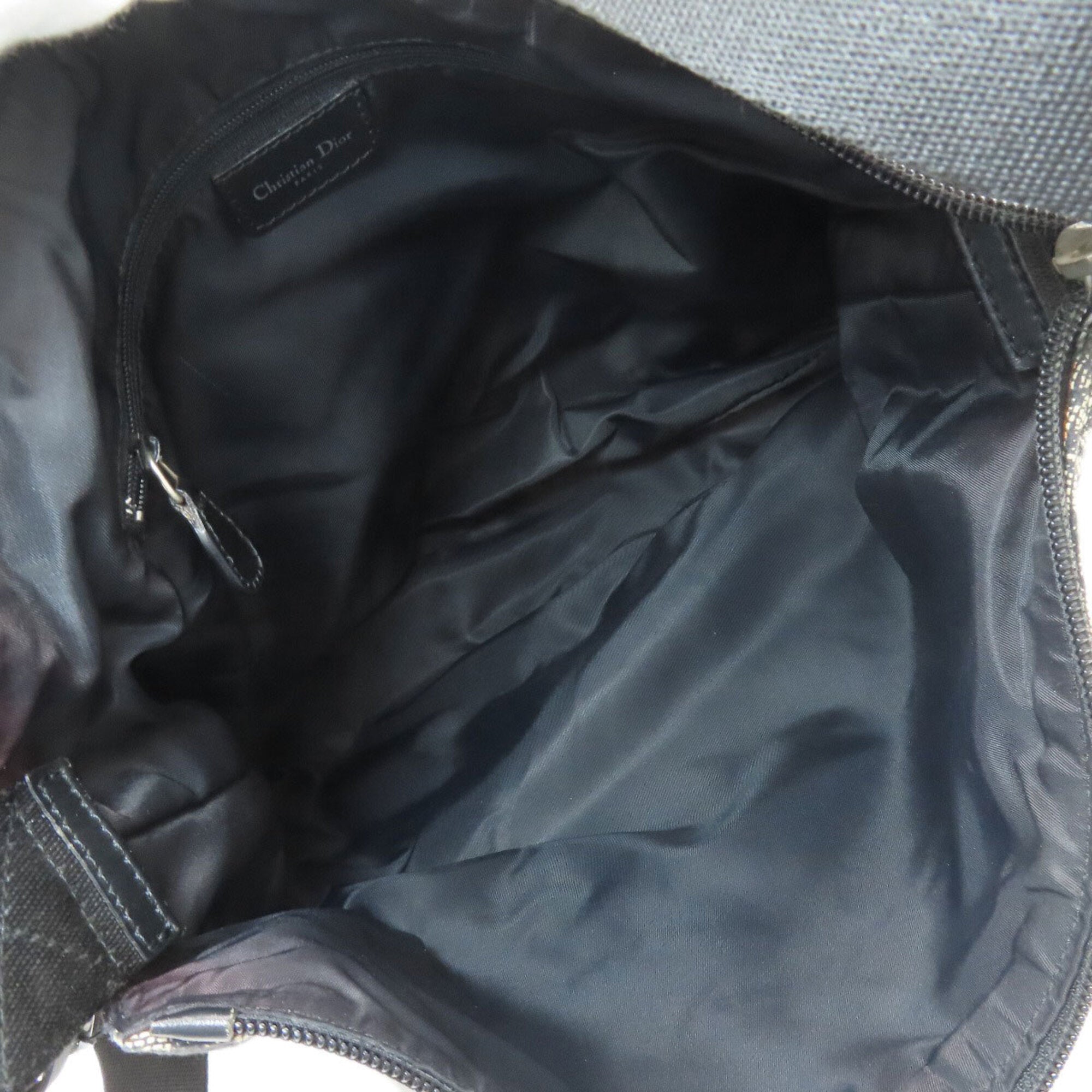 Christian Dior Black Gray Canvas Shoulder Bag (Pre-Owned)