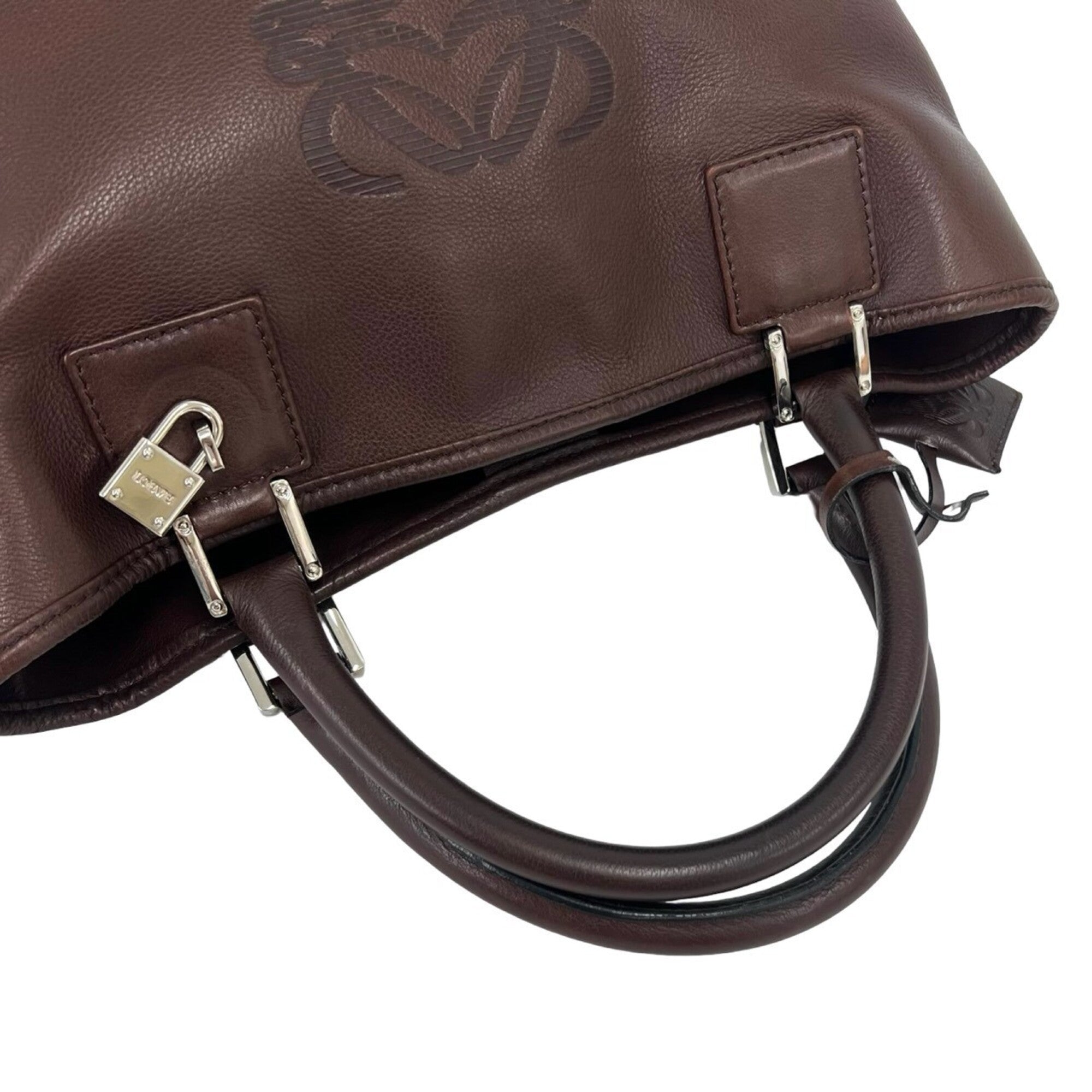 Loewe Brown Leather Boston Bag Handbag Tote Bag (Pre-Owned)