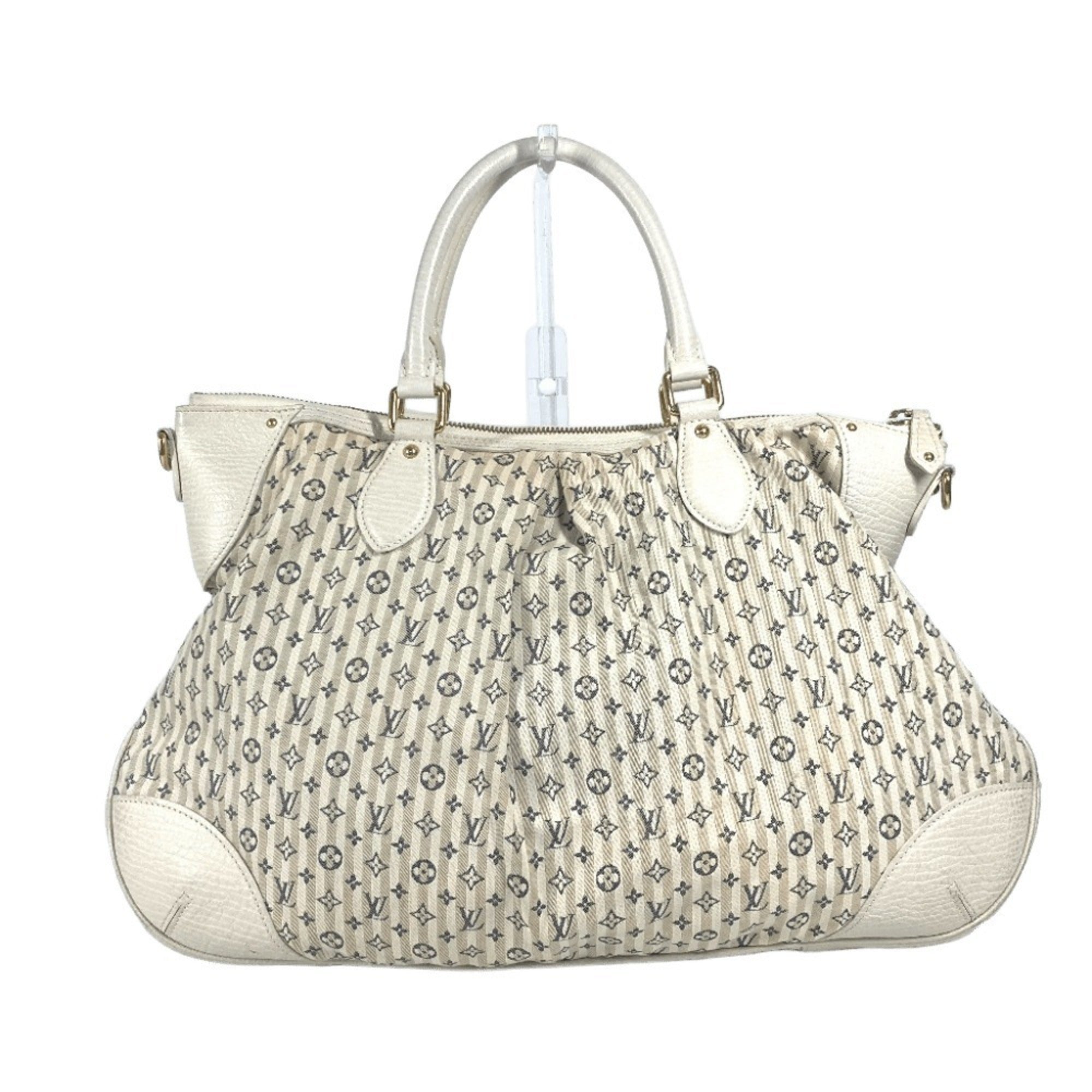 Louis Vuitton Blue White Monogram Mini Handbag Shoulder Bag Tote Bag (Pre-Owned)