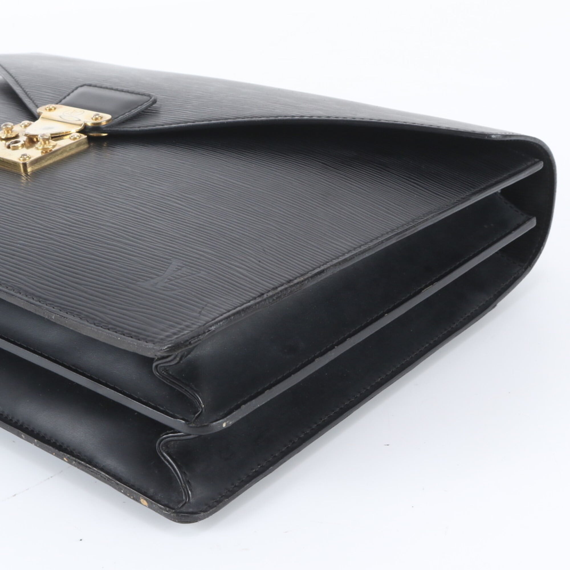 Louis Vuitton Galle Noir Leather Briefcase Handbag (Pre-Owned)