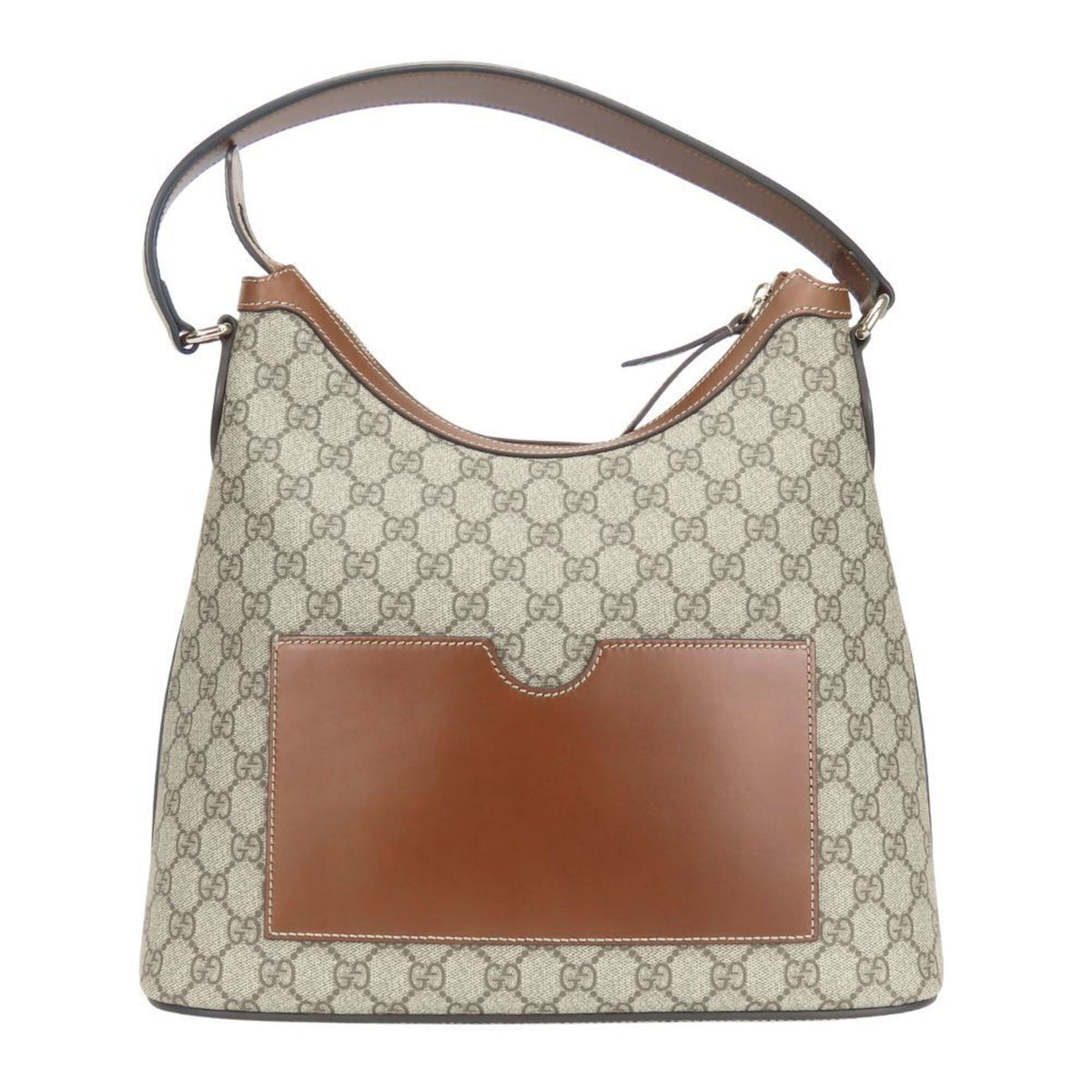Gucci Beige Brown Gg Supreme Canvas Leather Shoulder Bag (Pre-Owned)