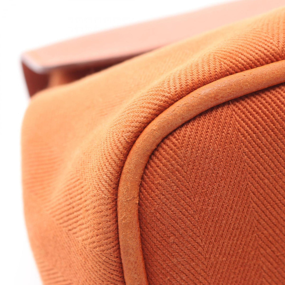 Hermes Brown Toile Chevron Leather Handbag (Pre-Owned)