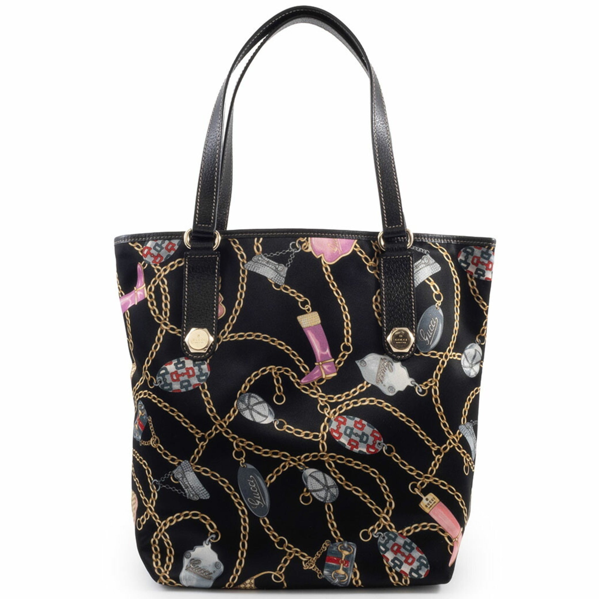 Gucci Multi-Color Satin Leather Tote Bag (Pre-Owned)
