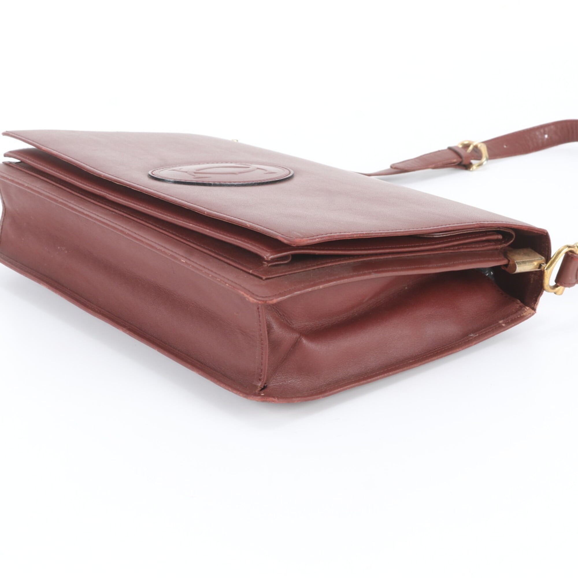 Cartier Wine Red Leather Handbag Shoulder Bag Tote Bag (Pre-Owned)