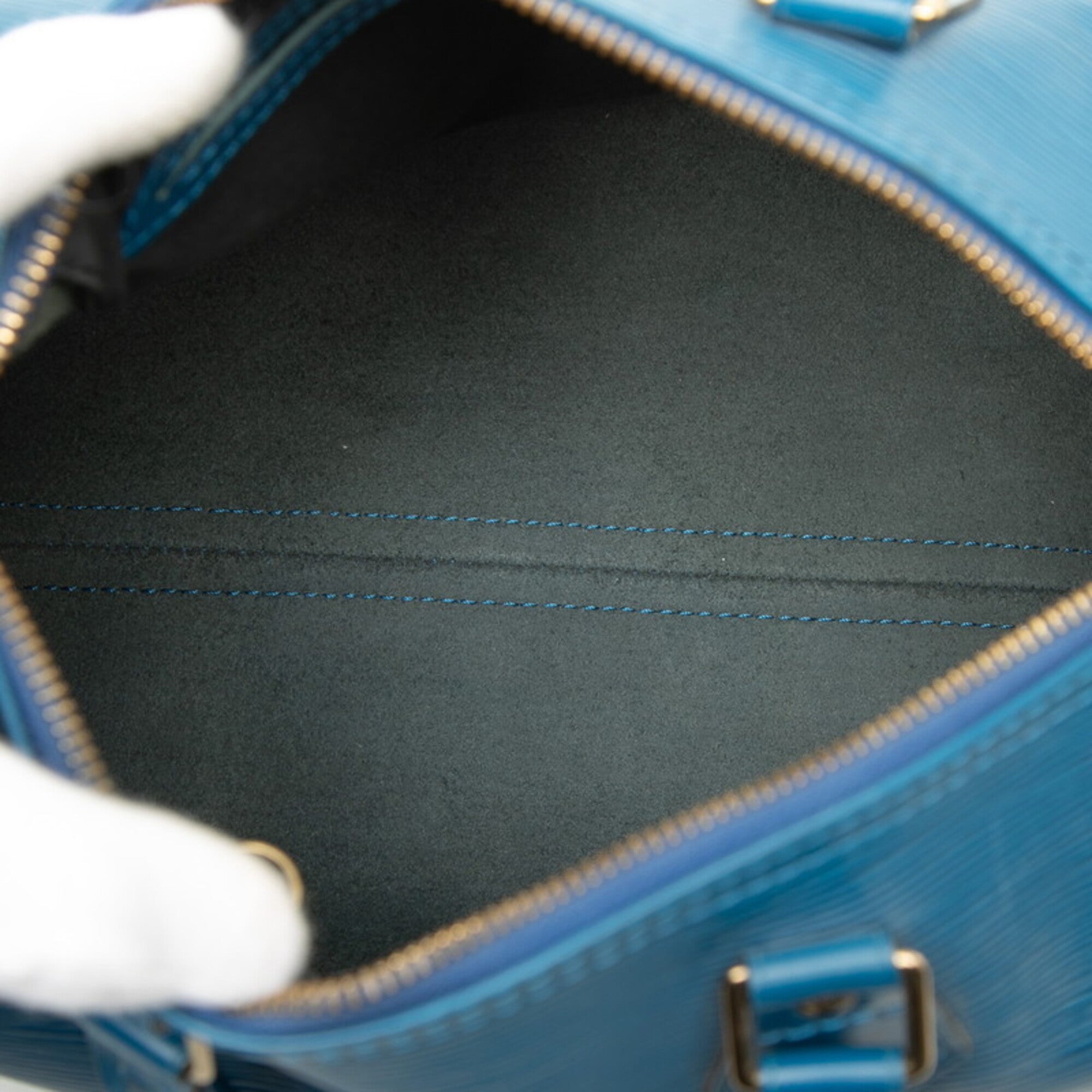 Louis Vuitton Toledo Blue Leather Boston Bag Handbag (Pre-Owned)