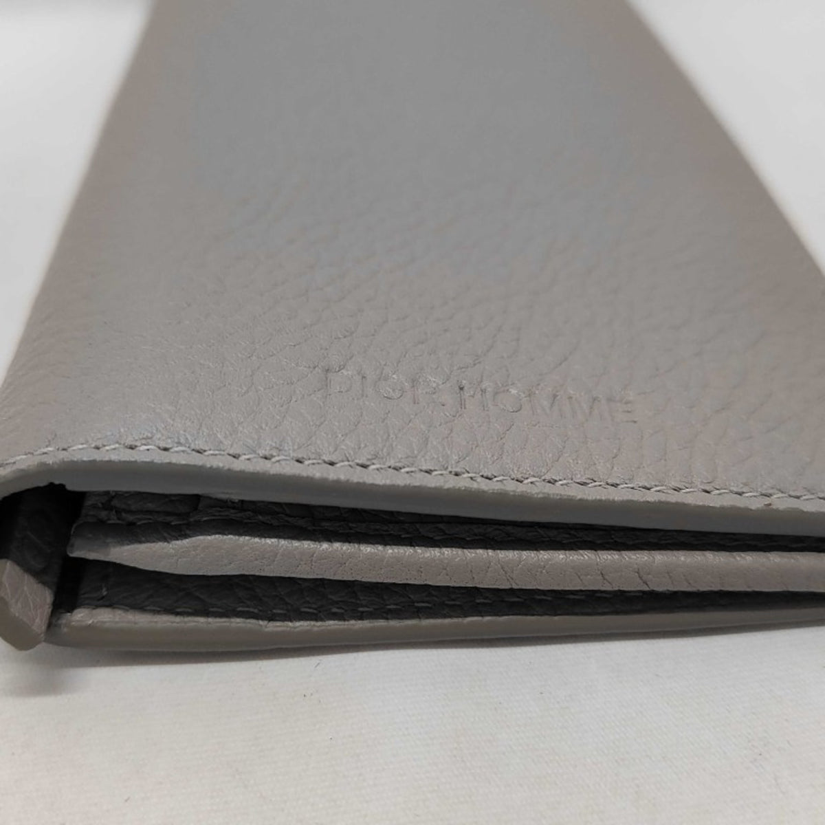 Dior Homme Gray Leather Long Wallet (Bi-Fold) (Pre-Owned)