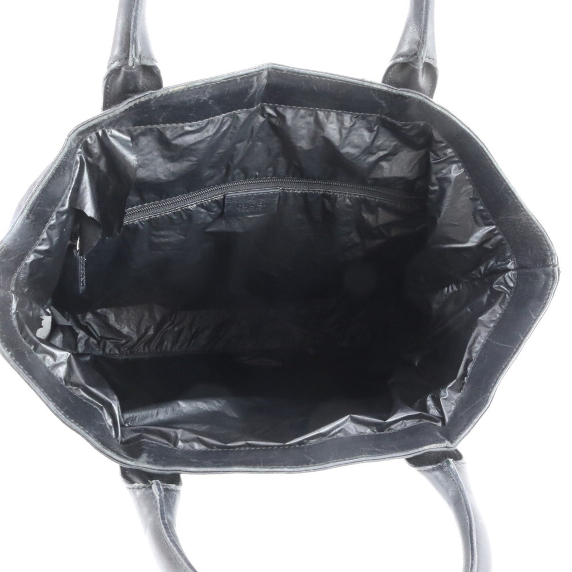 Gucci Gg Canvas Black Leather Canvas Handbag Tote Bag (Pre-Owned)