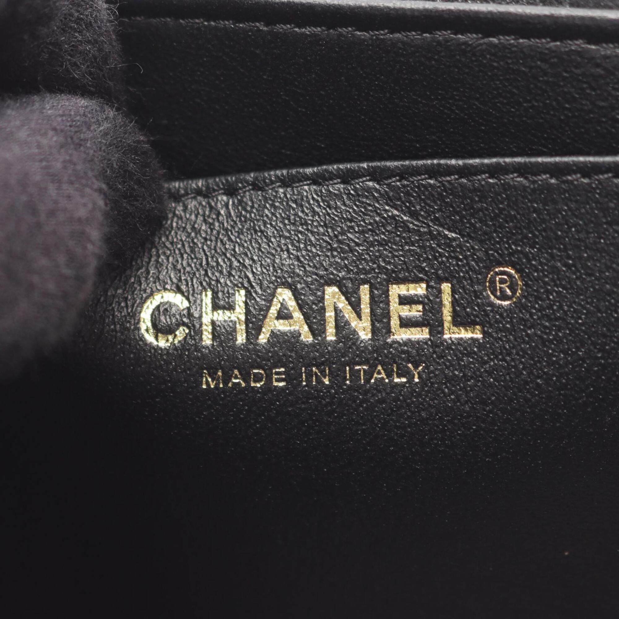Chanel Black Leather Handbag Shoulder Bag (Pre-Owned)