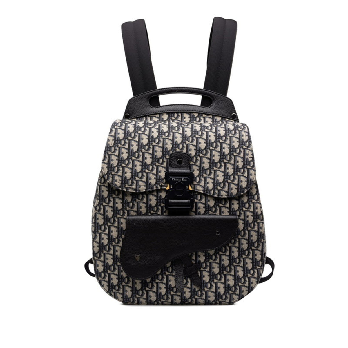 Christian Dior Beige Black Canvas Leather Backpack (Pre-Owned)