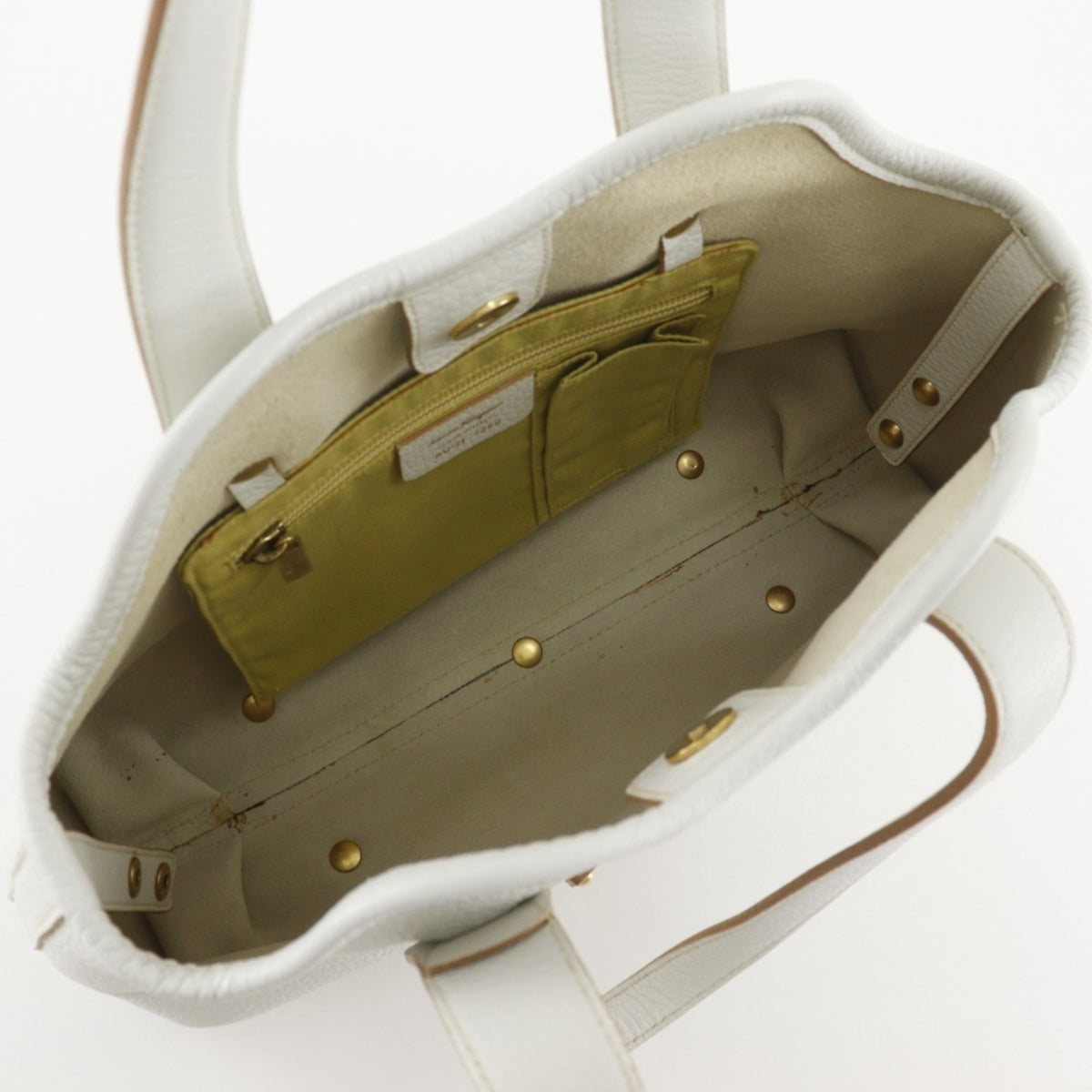 Salvatore Ferragamo White Leather Tote Bag (Pre-Owned)
