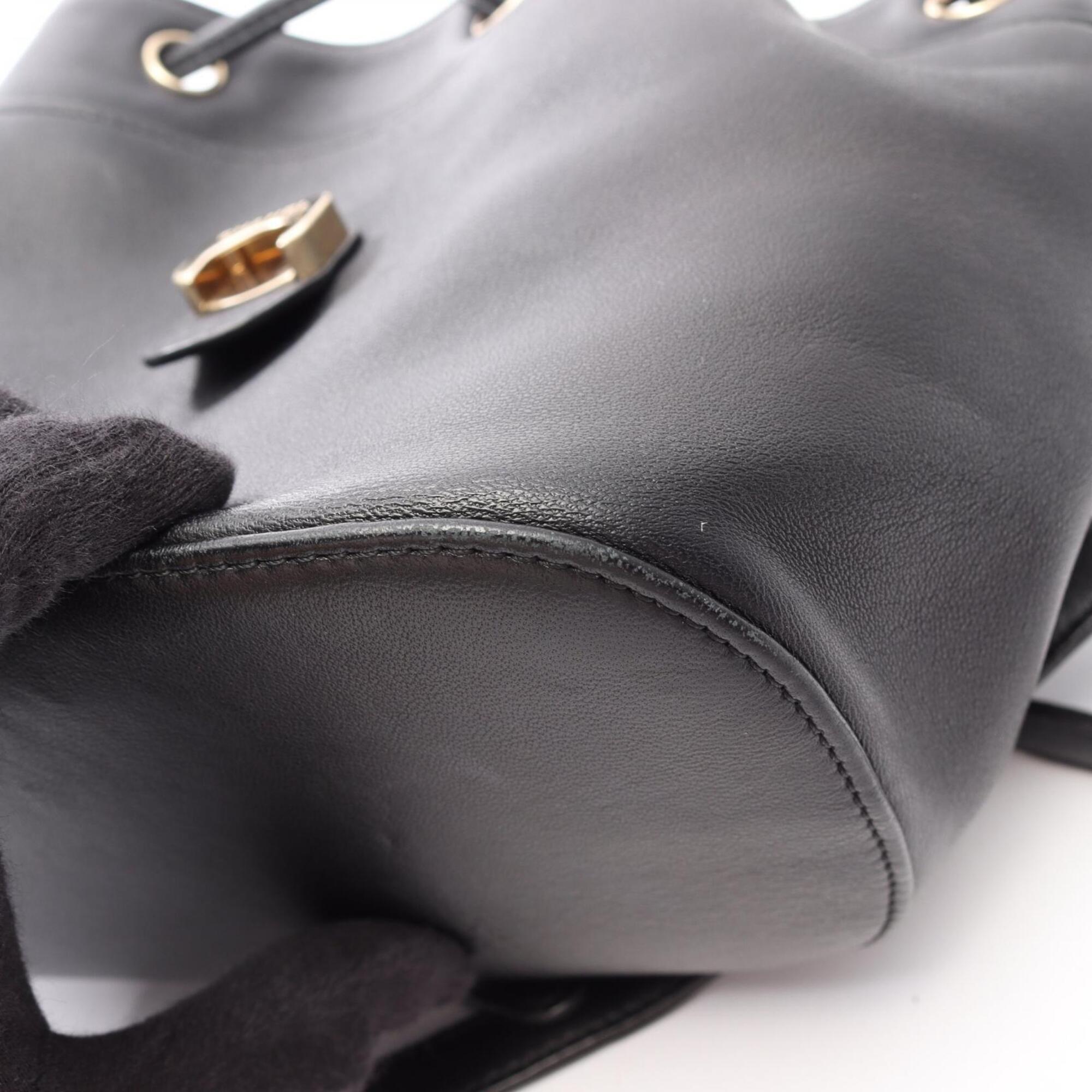 Chanel Black Leather Backpack Handbag (Pre-Owned)