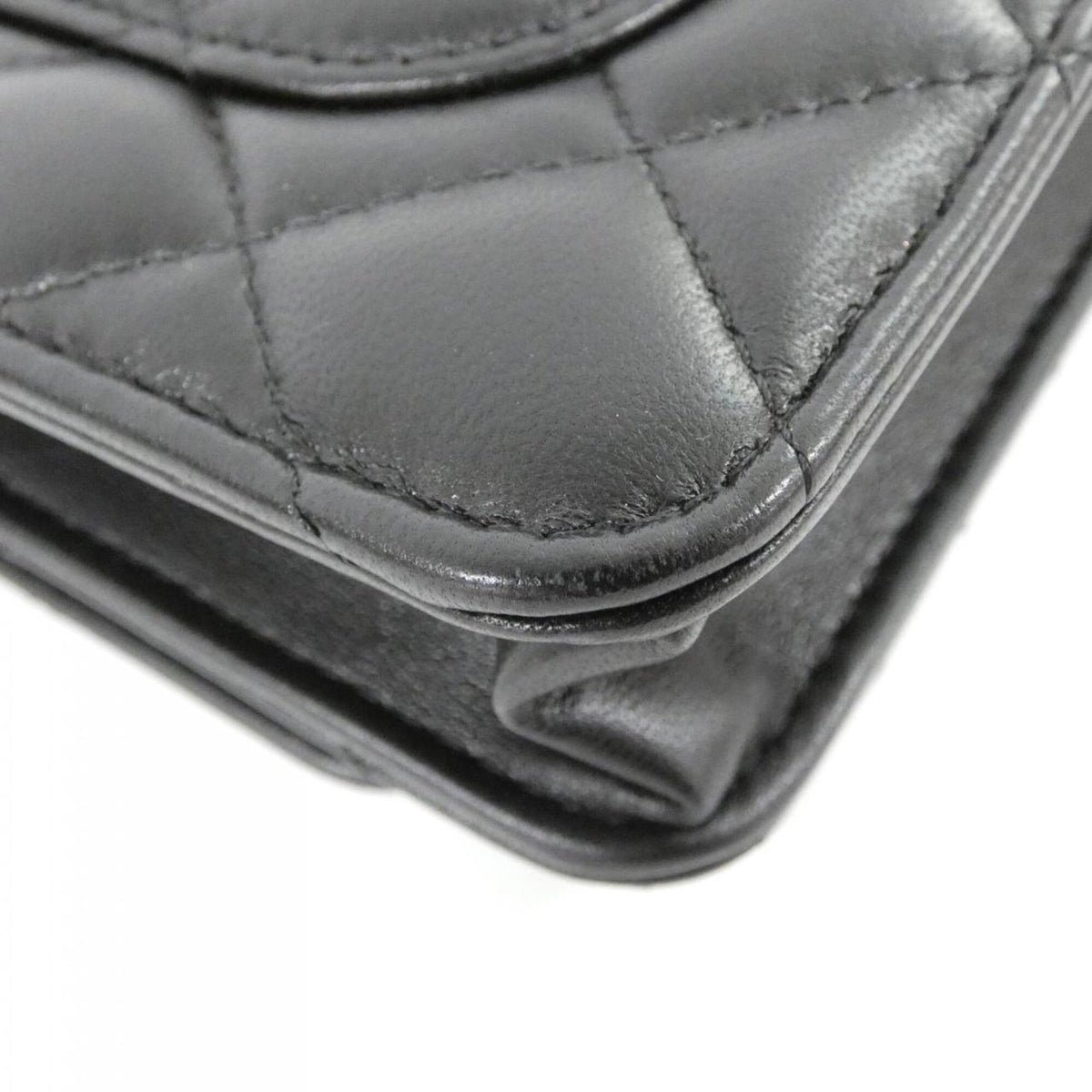 Chanel Black Leather Chain/Shoulder Wallet (Pre-Owned)