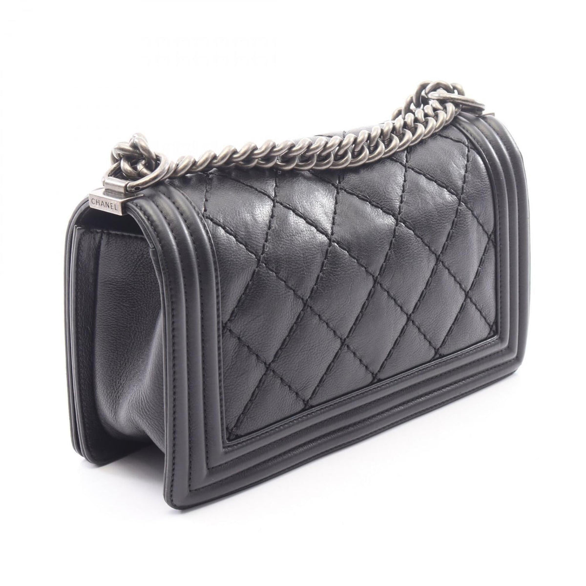 Chanel Black Leather Handbag Shoulder Bag (Pre-Owned)