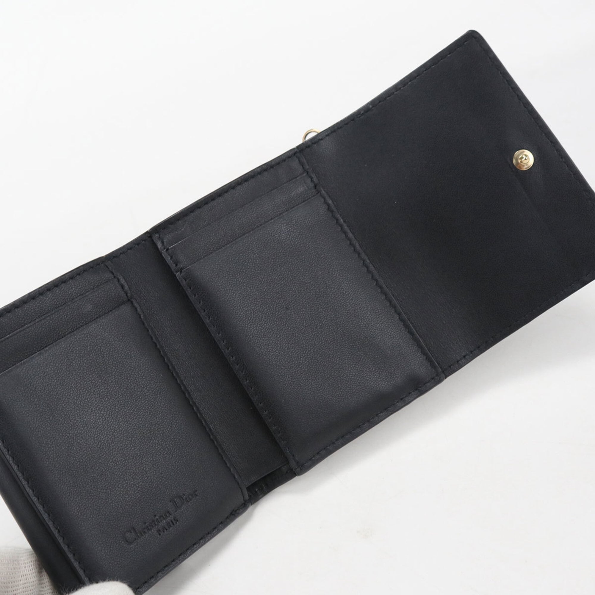 Christian Dior Black Leather Wallet (Tri-Fold) (Pre-Owned)