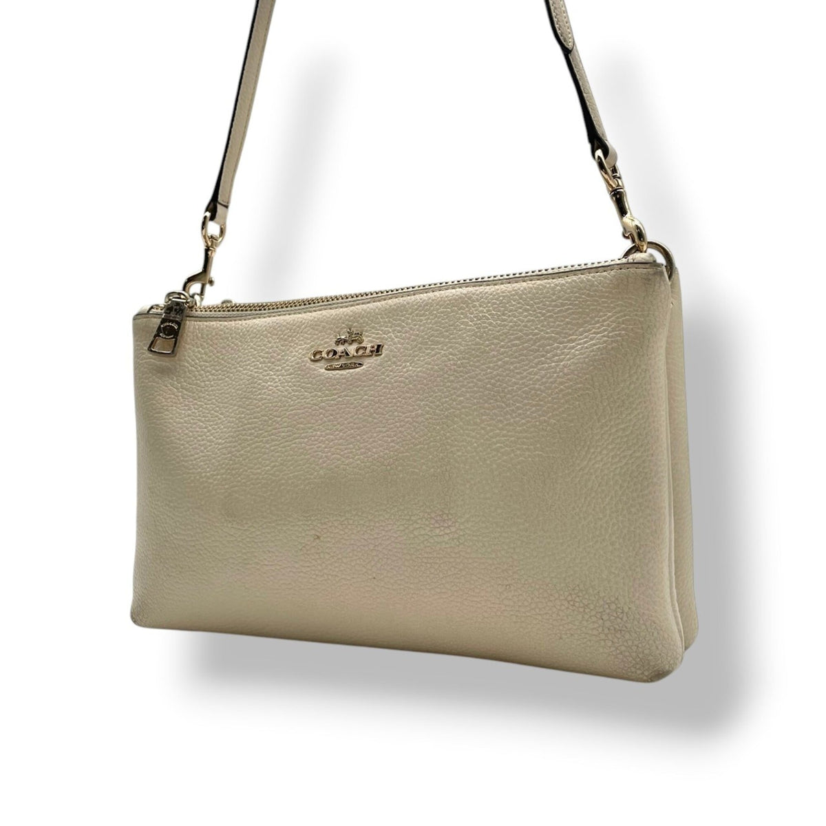 Coach Ivory Leather Crossbody Bag Shoulder Bag Sling Bag (Pre-Owned)