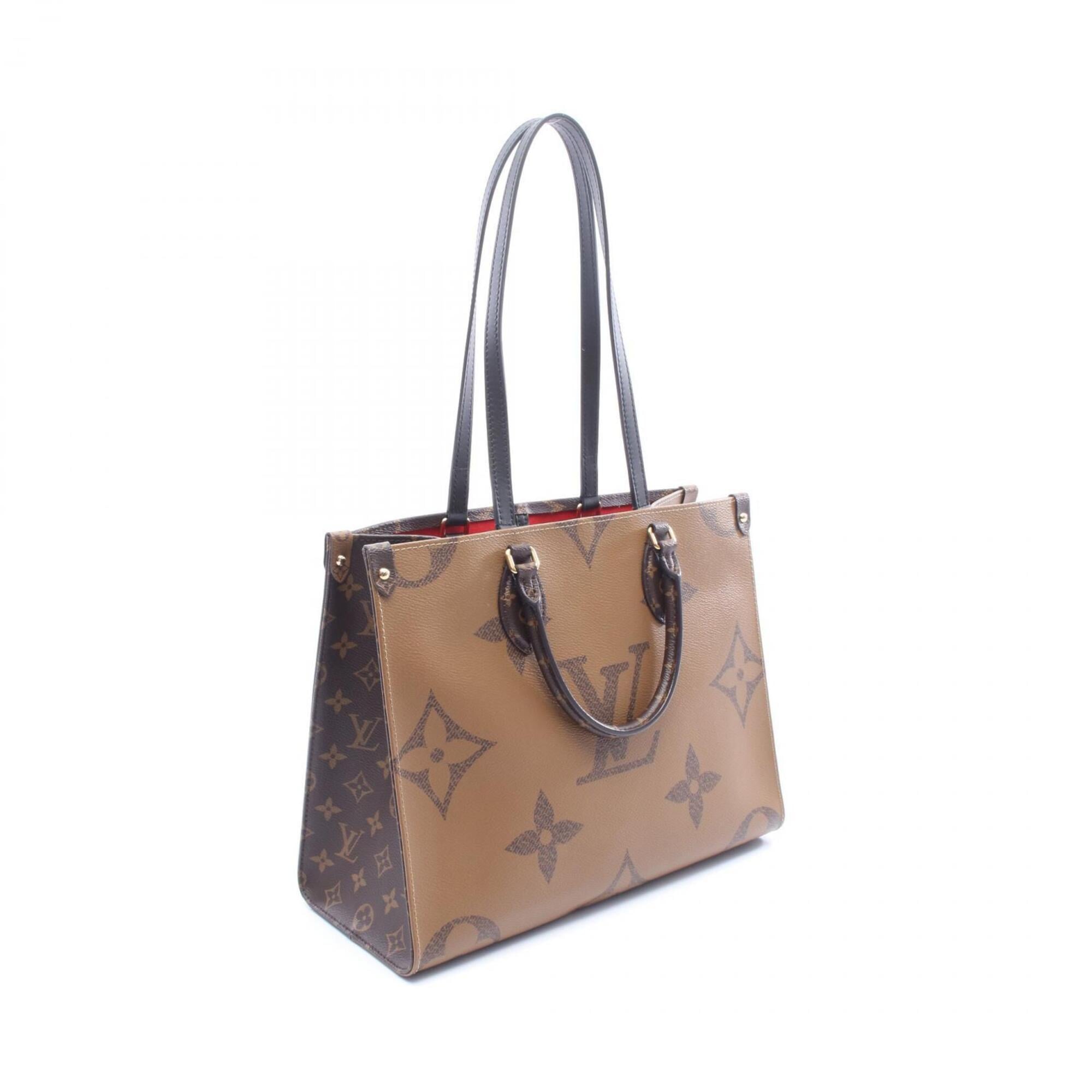 Louis Vuitton Beige Brown Monogram Coated Canvas Leather Handbag Tote Bag (Pre-Owned)
