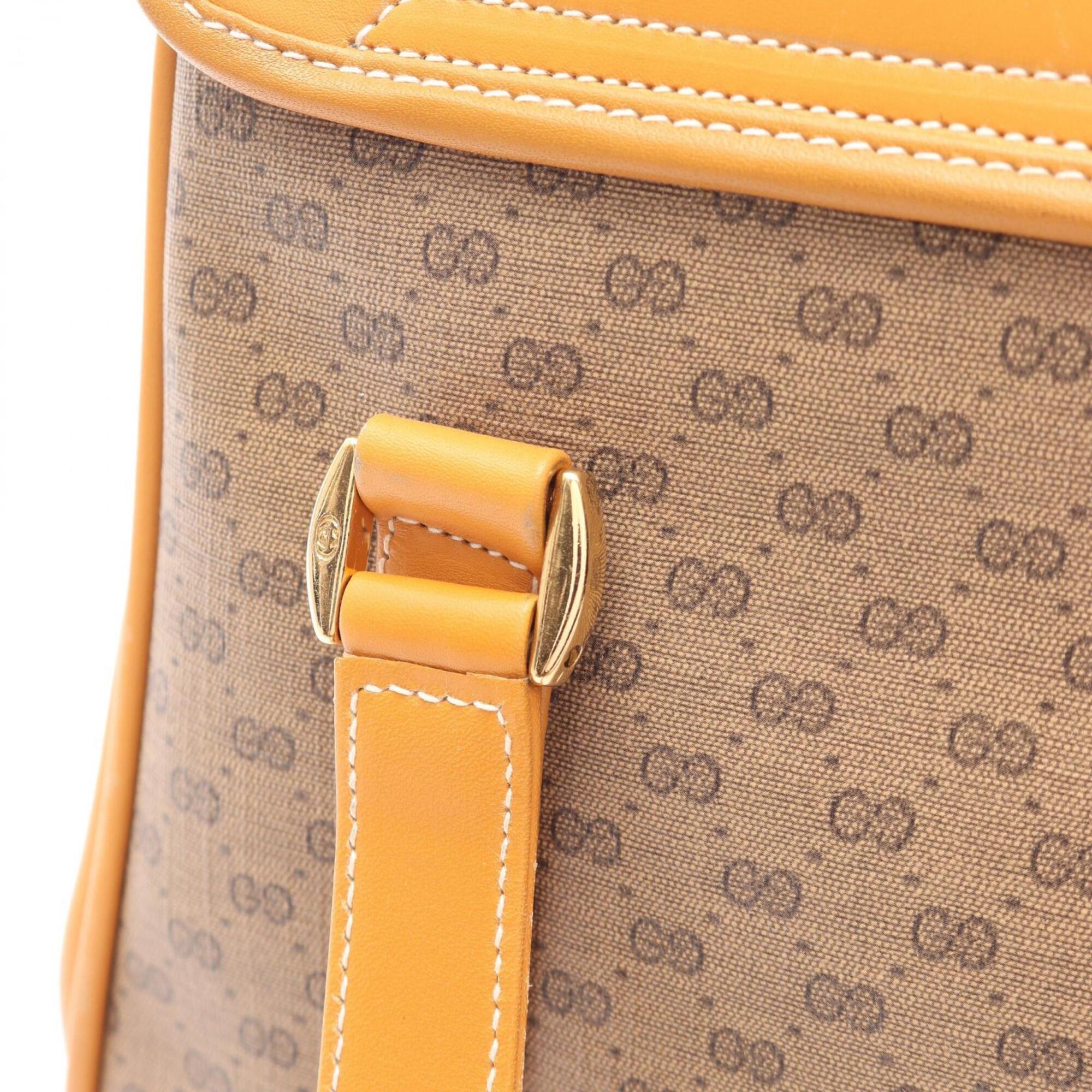 Gucci Brown Coated Canvas Leather Handbag Tote Bag (Pre-Owned)