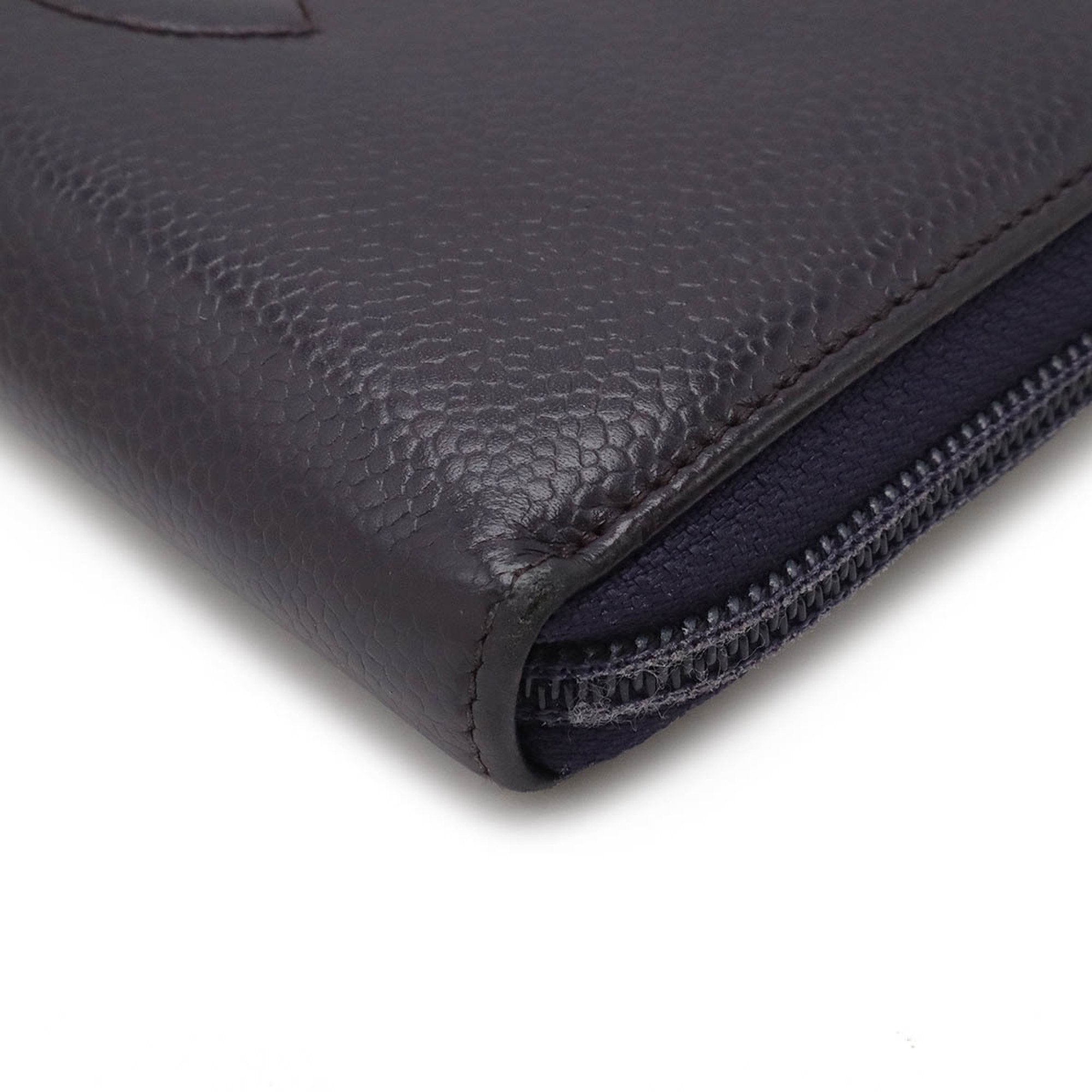 Chanel Dark Purple Caviar Leather Long Wallet (Bi-Fold) (Pre-Owned)