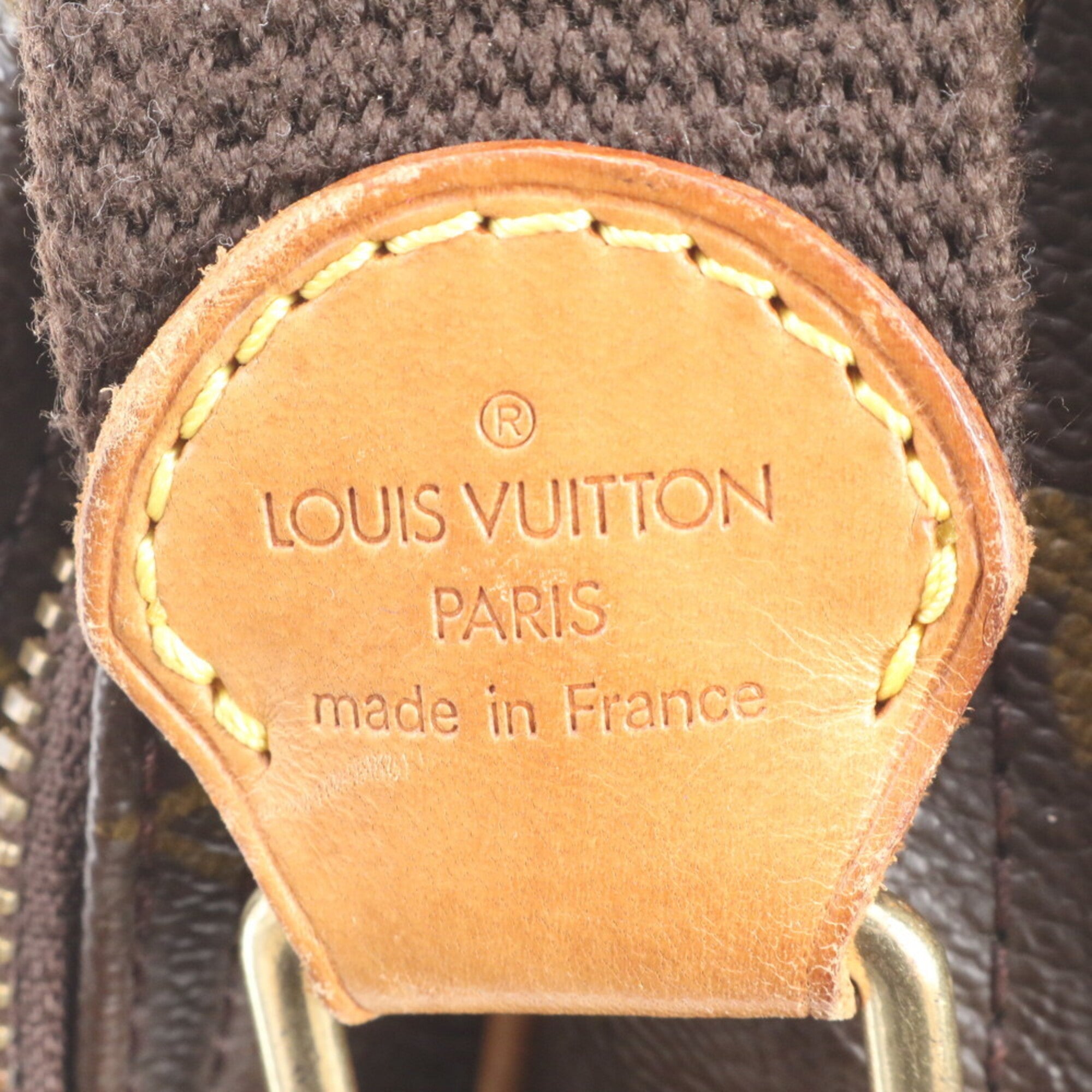 Louis Vuitton Brown Leather Coated Canvas Messenger Bag Shoulder Bag (Pre-Owned)