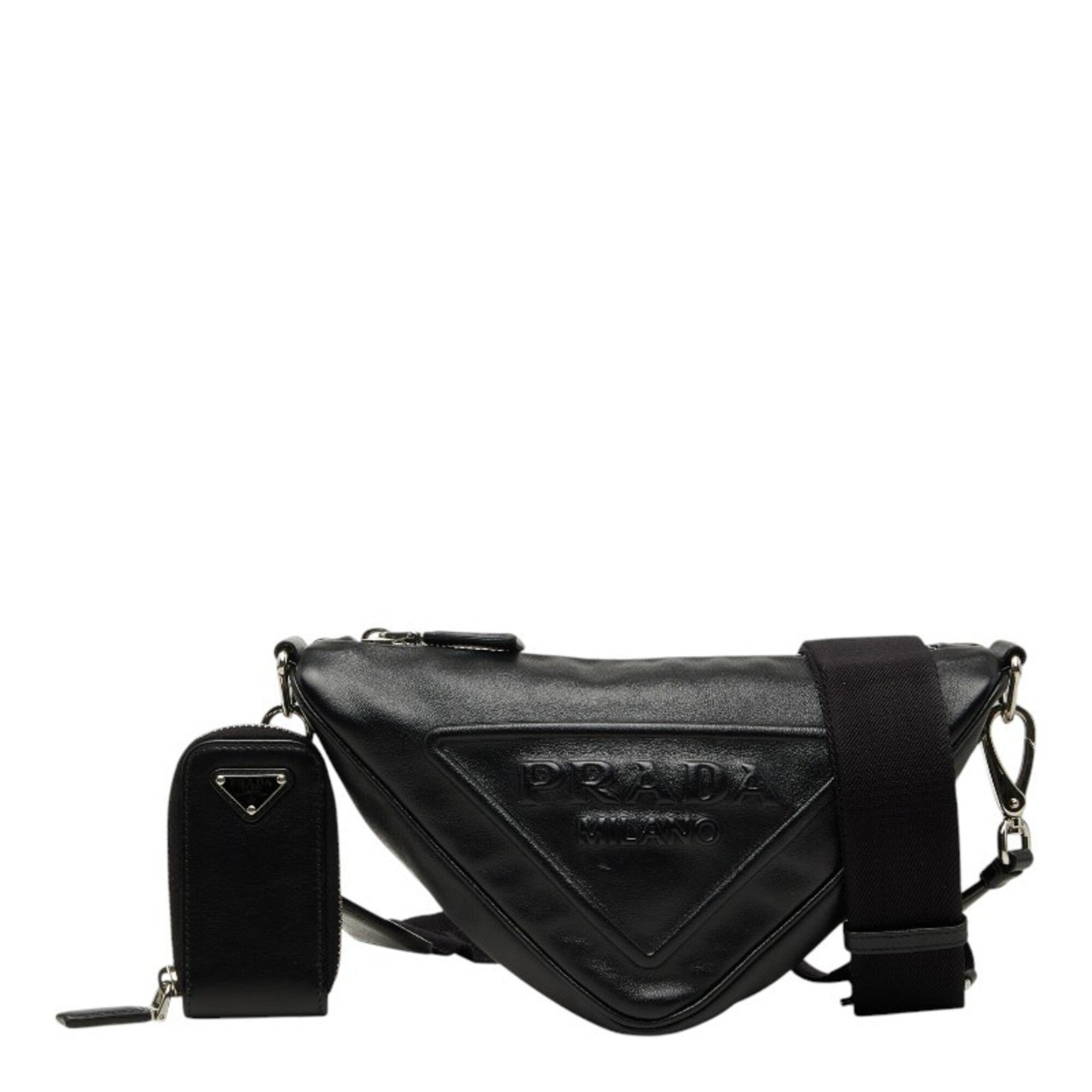 Prada Black Leather Pouch Shoulder Bag (Pre-Owned)