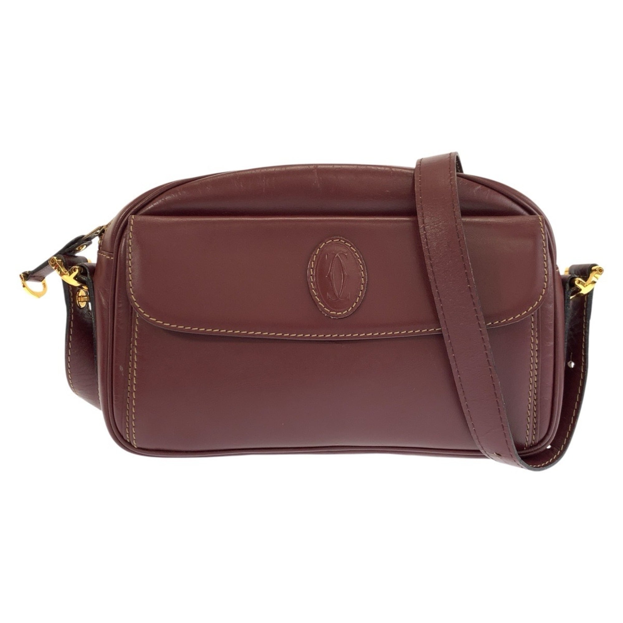 Cartier Bordeaux Leather Shoulder Bag (Pre-Owned)