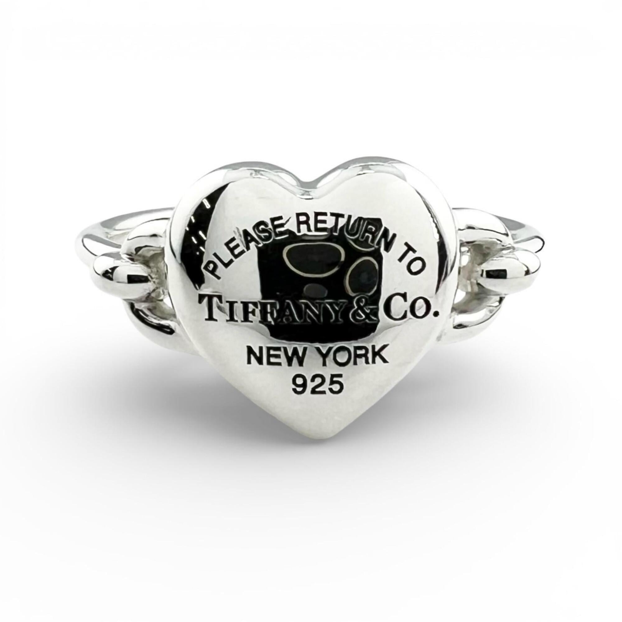Tiffany Heart Silver Silver 925 Band Ring (Pre-Owned)