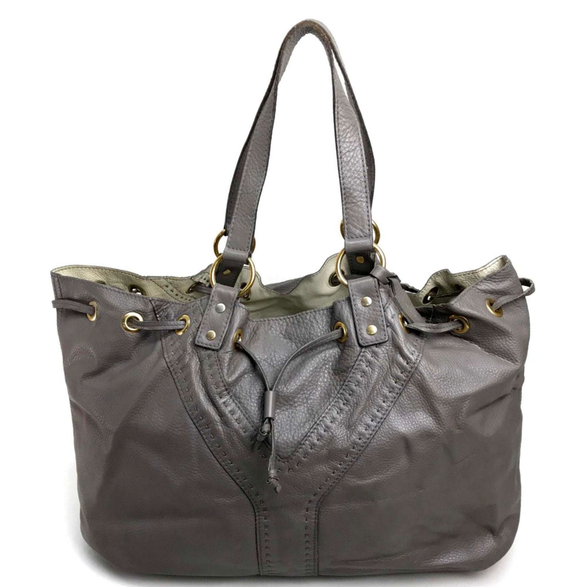 Yves Saint Laurent Gray Leather Tote Bag (Pre-Owned)