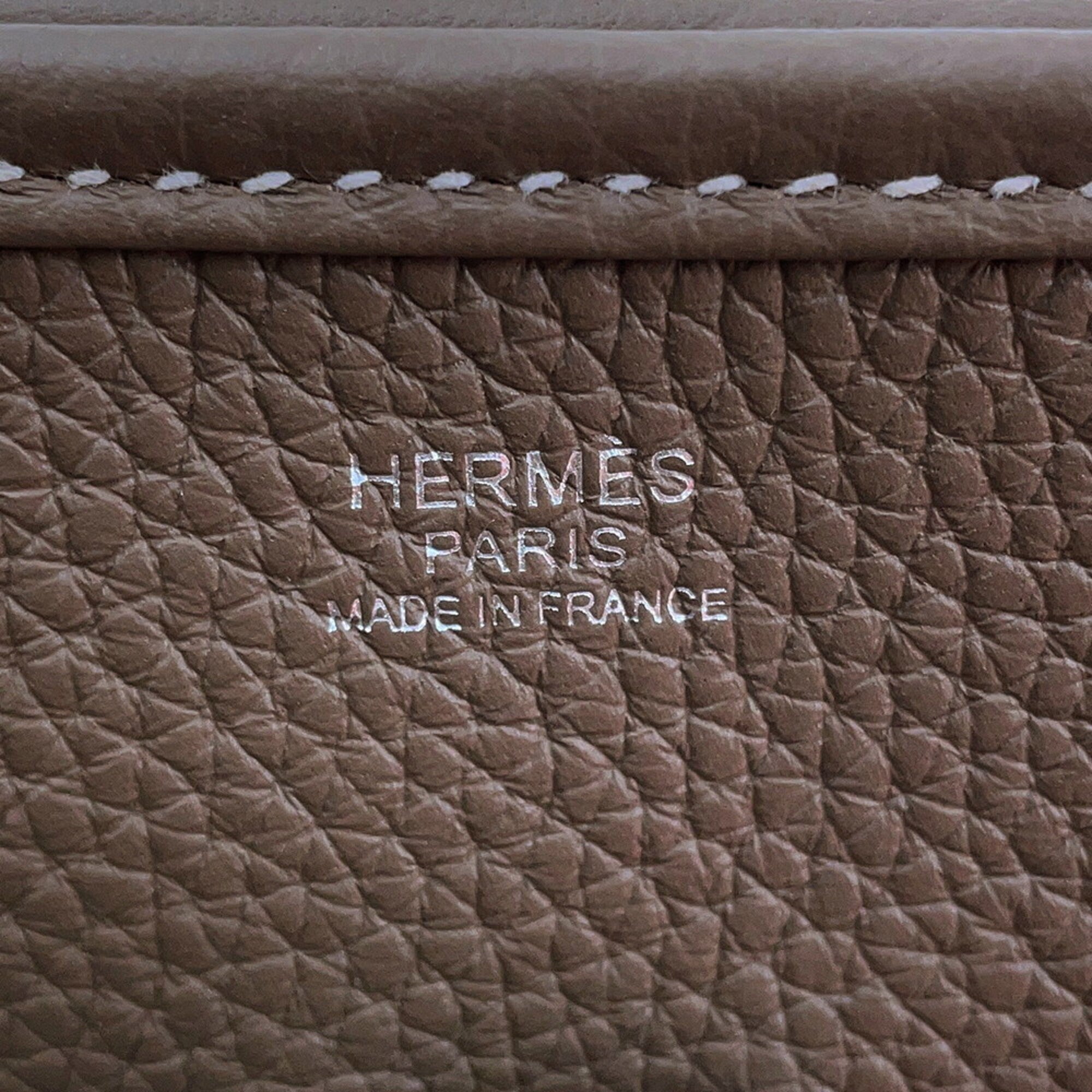 Hermes Etoupe Gray Taurillon Clemence Leather Handbag Shoulder Bag (Pre-Owned)