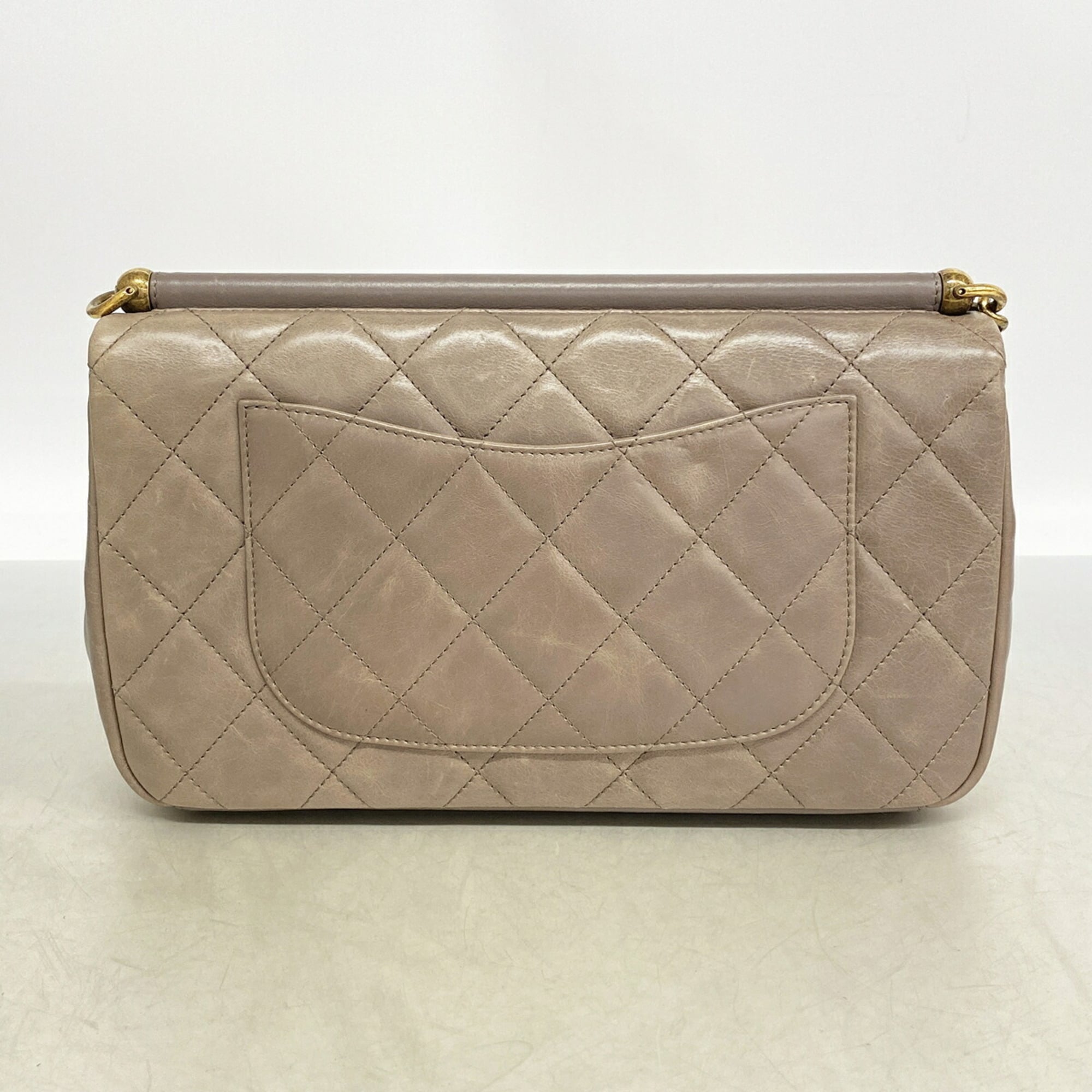 Chanel Grayish Leather Shoulder Bag (Pre-Owned)