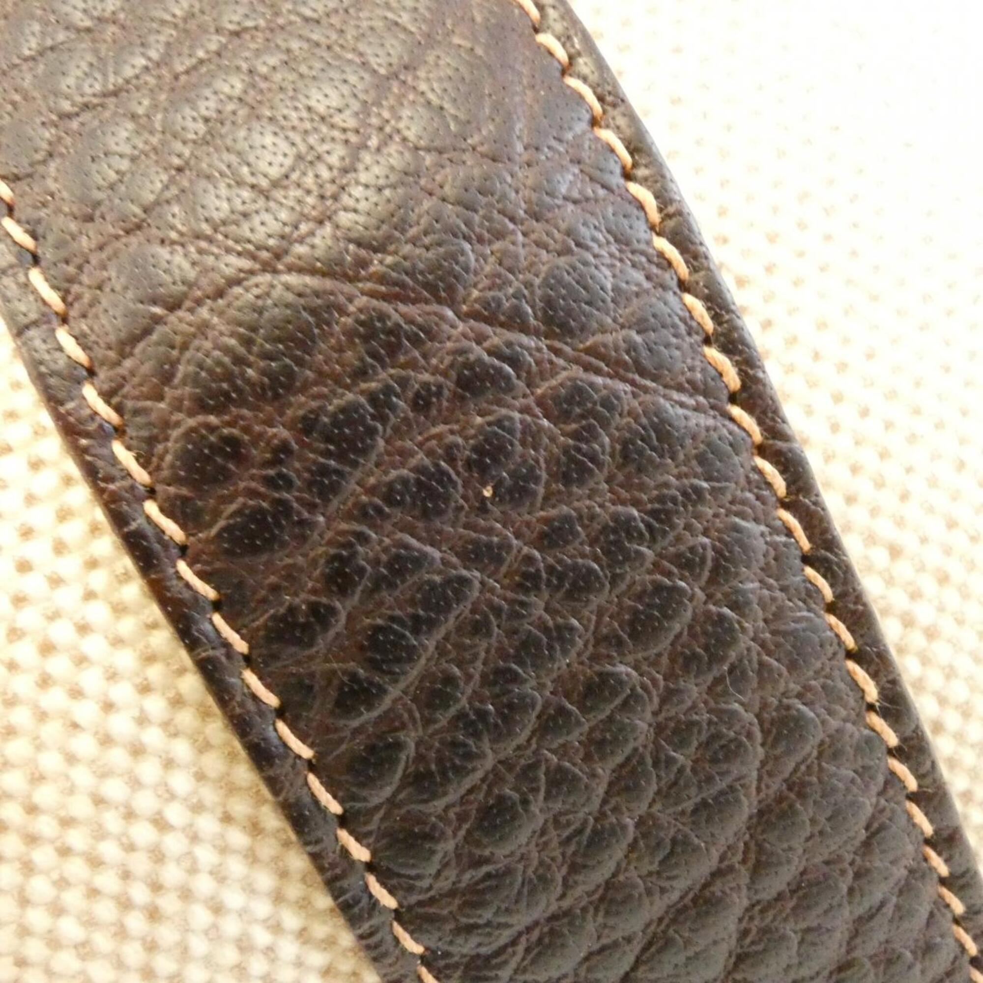 Hermes Brown Toile H Buffle Skipper Leather Handbag (Pre-Owned)