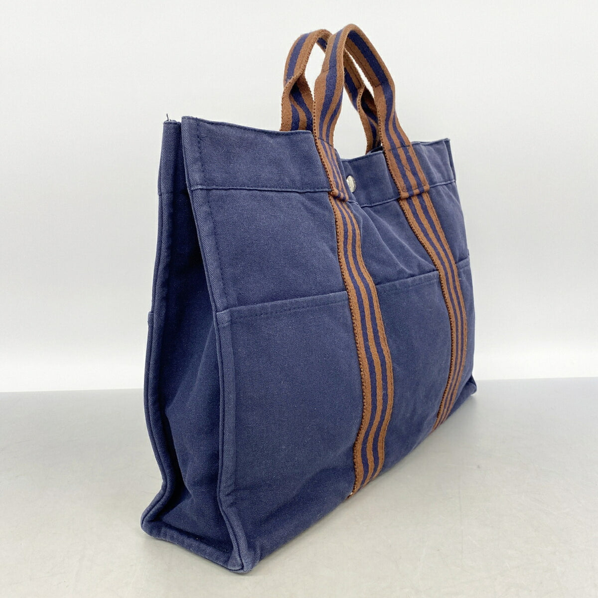 Hermes Navy Canvas Tote Bag (Pre-Owned)