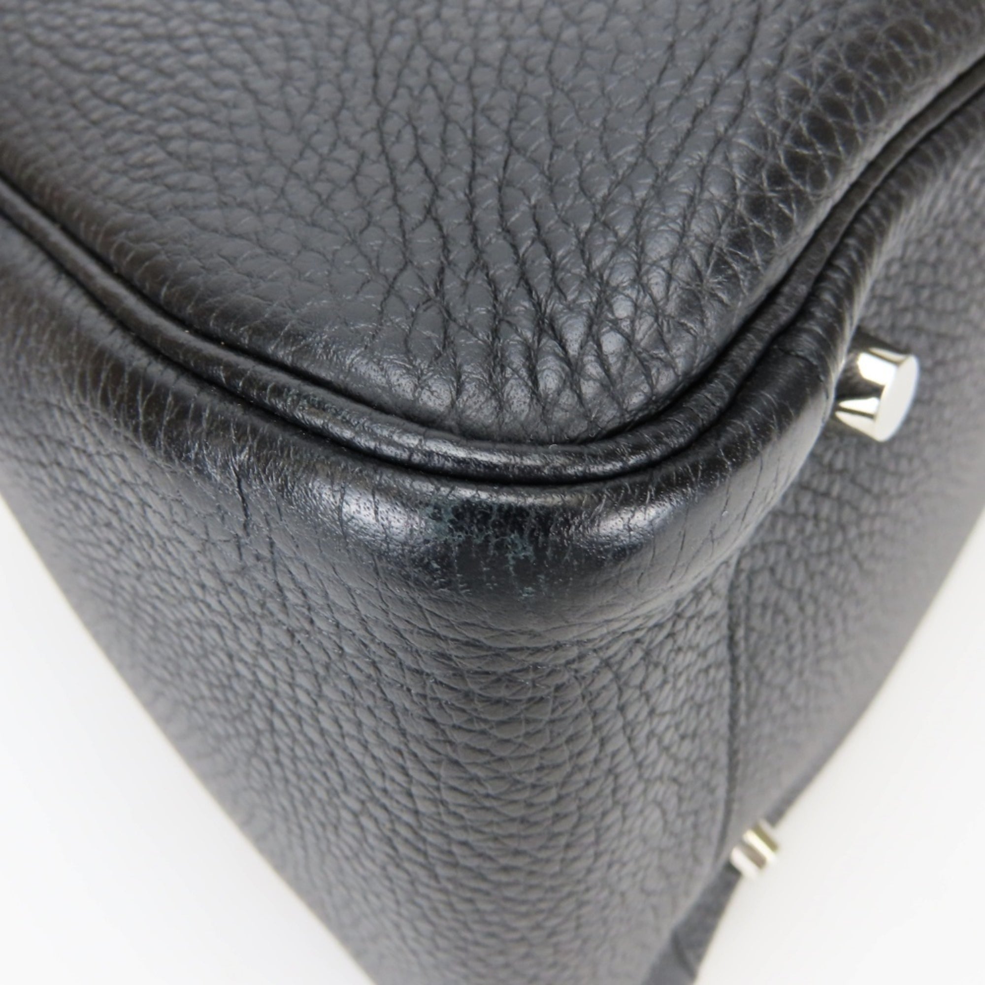 Hermes Lindy Black Taurillon Clemence Leather Handbag (Pre-Owned)