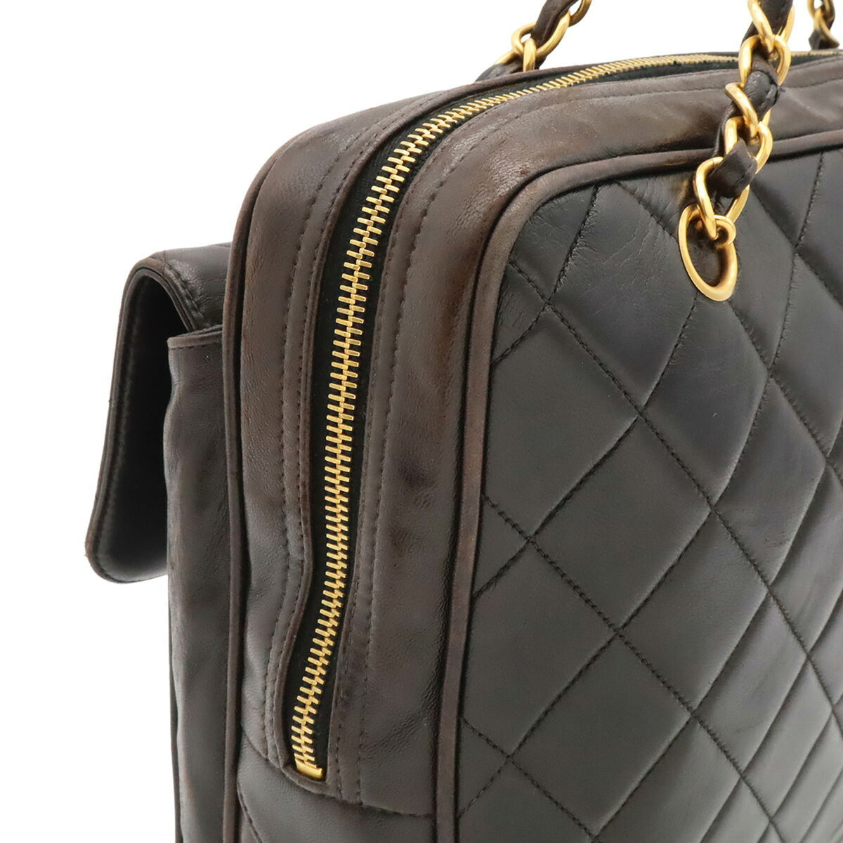 Chanel Matelasse Black Leather Shoulder Bag Tote Bag (Pre-Owned)