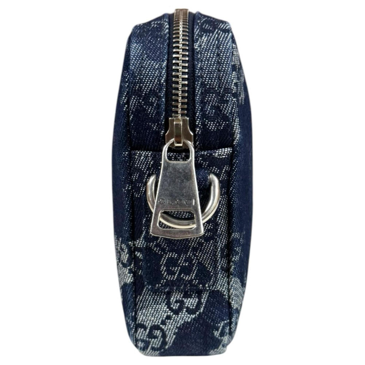 Gucci Navy Denim Leather Shoulder Bag (Pre-Owned)