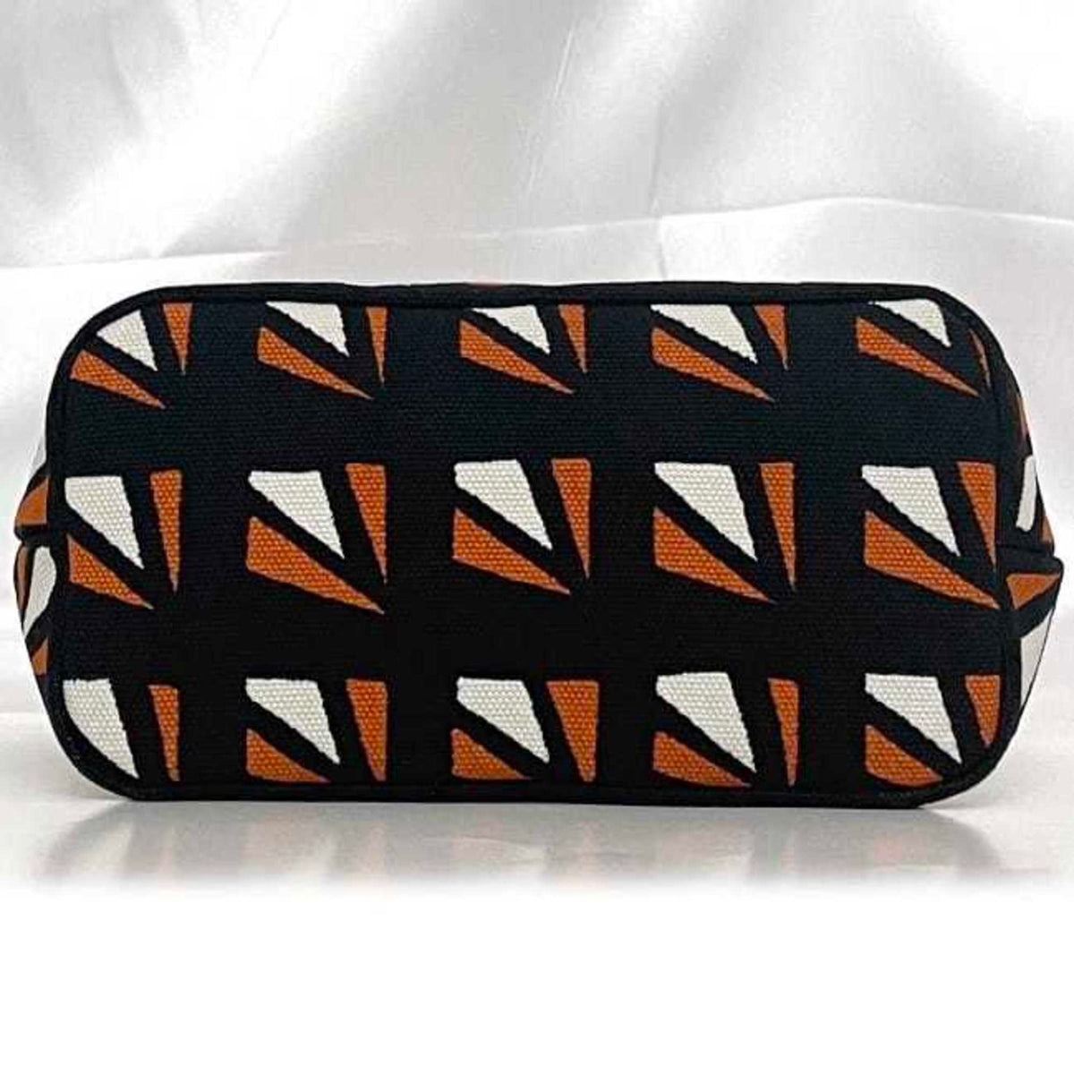 Prada Black Orange Canvas Leather Pouch (Pre-Owned)