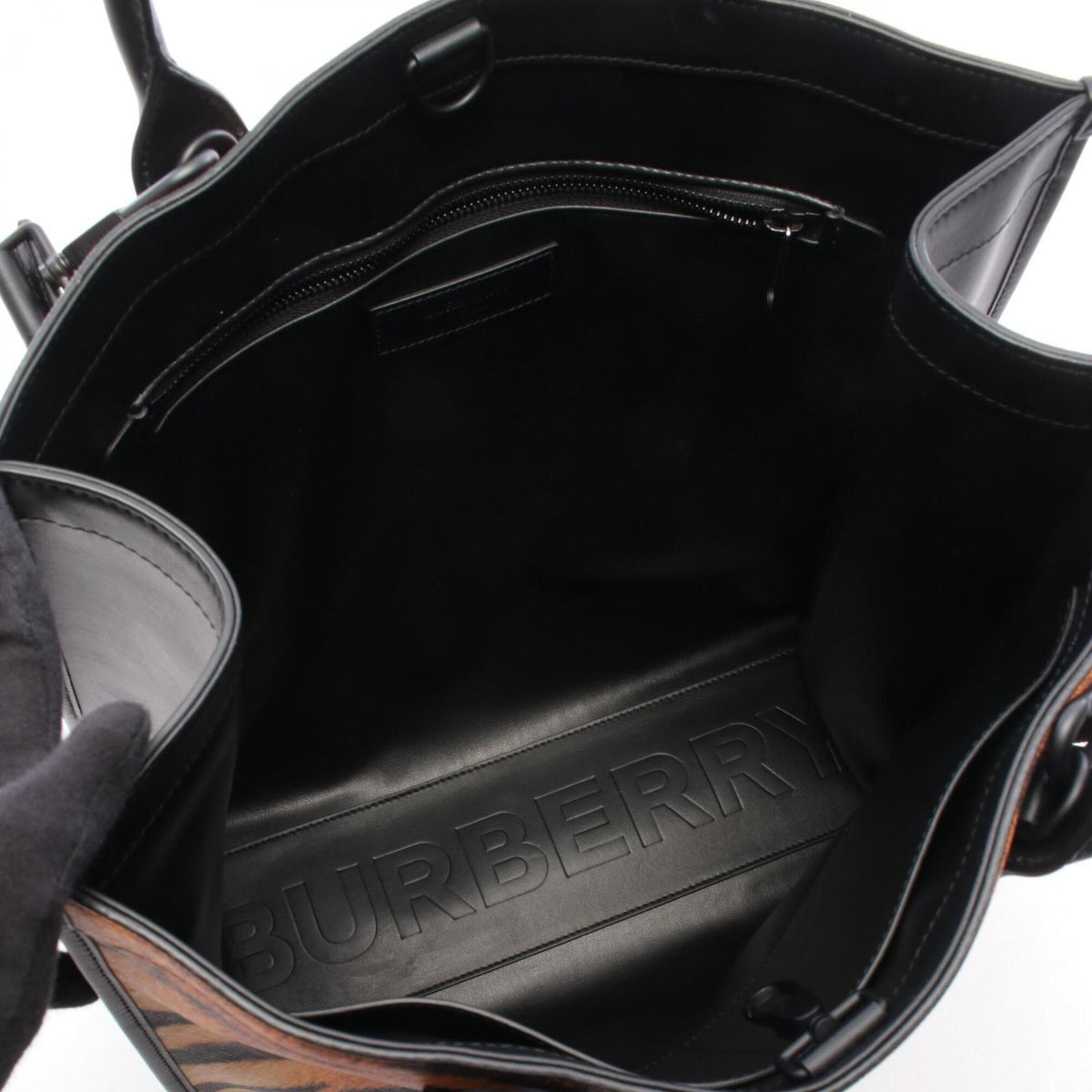 Burberry Black Brown Coated Canvas Leather Handbag Tote Bag (Pre-Owned)