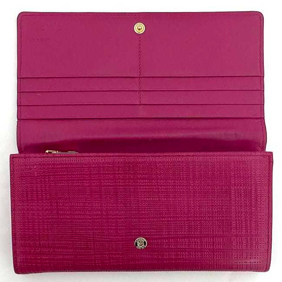 Loewe Linen Gold Pink Leather Long Wallet (Bi-Fold) (Pre-Owned)