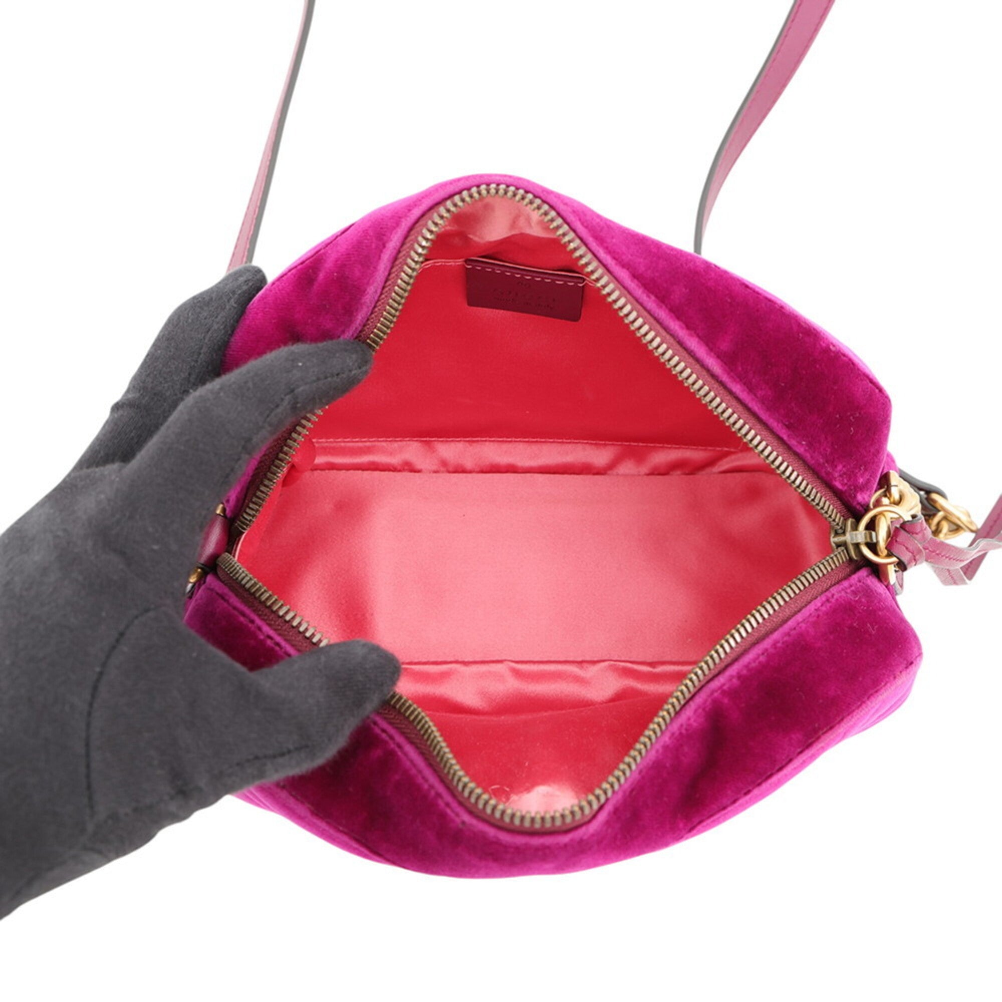 Gucci Gg Marmont Purple Velvet Handbag Shoulder Bag (Pre-Owned)
