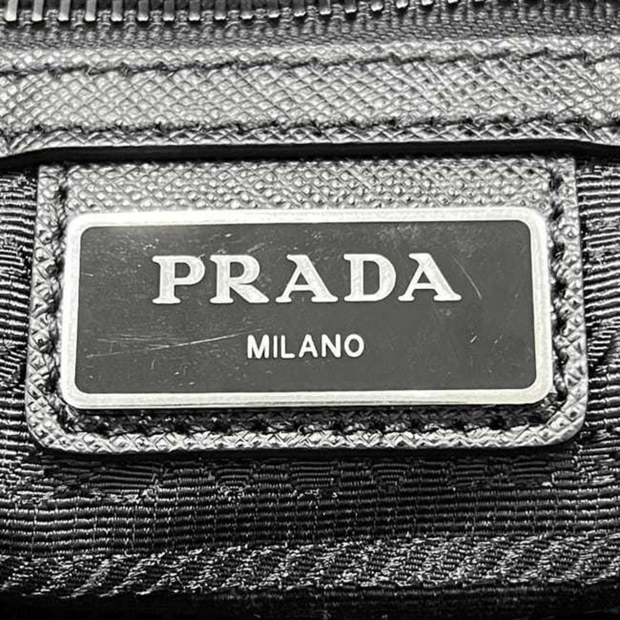 Prada Black Nero Nylon Leather Tote Bag (Pre-Owned)