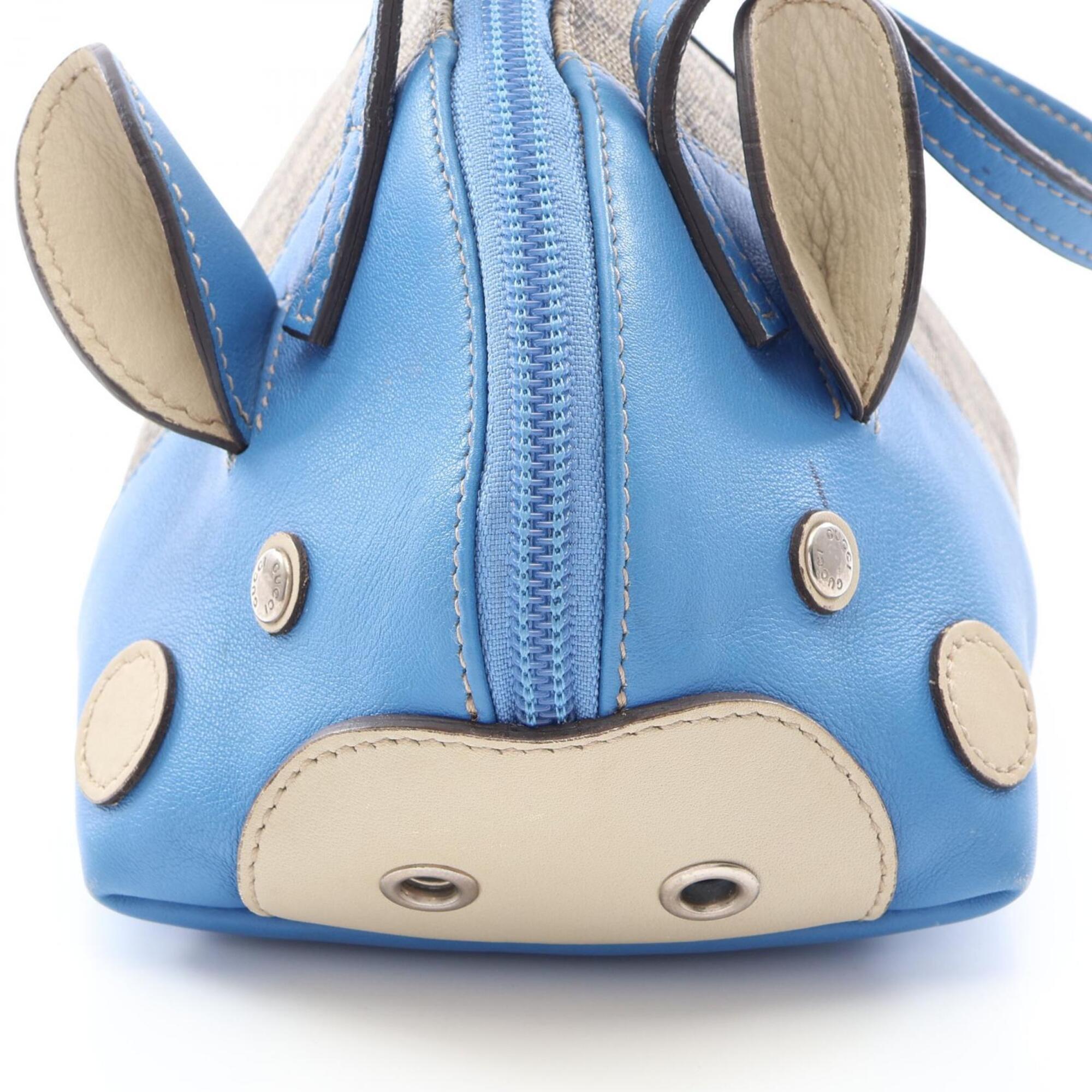 Gucci Beige Blue Pvc Leather Handbag (Pre-Owned)