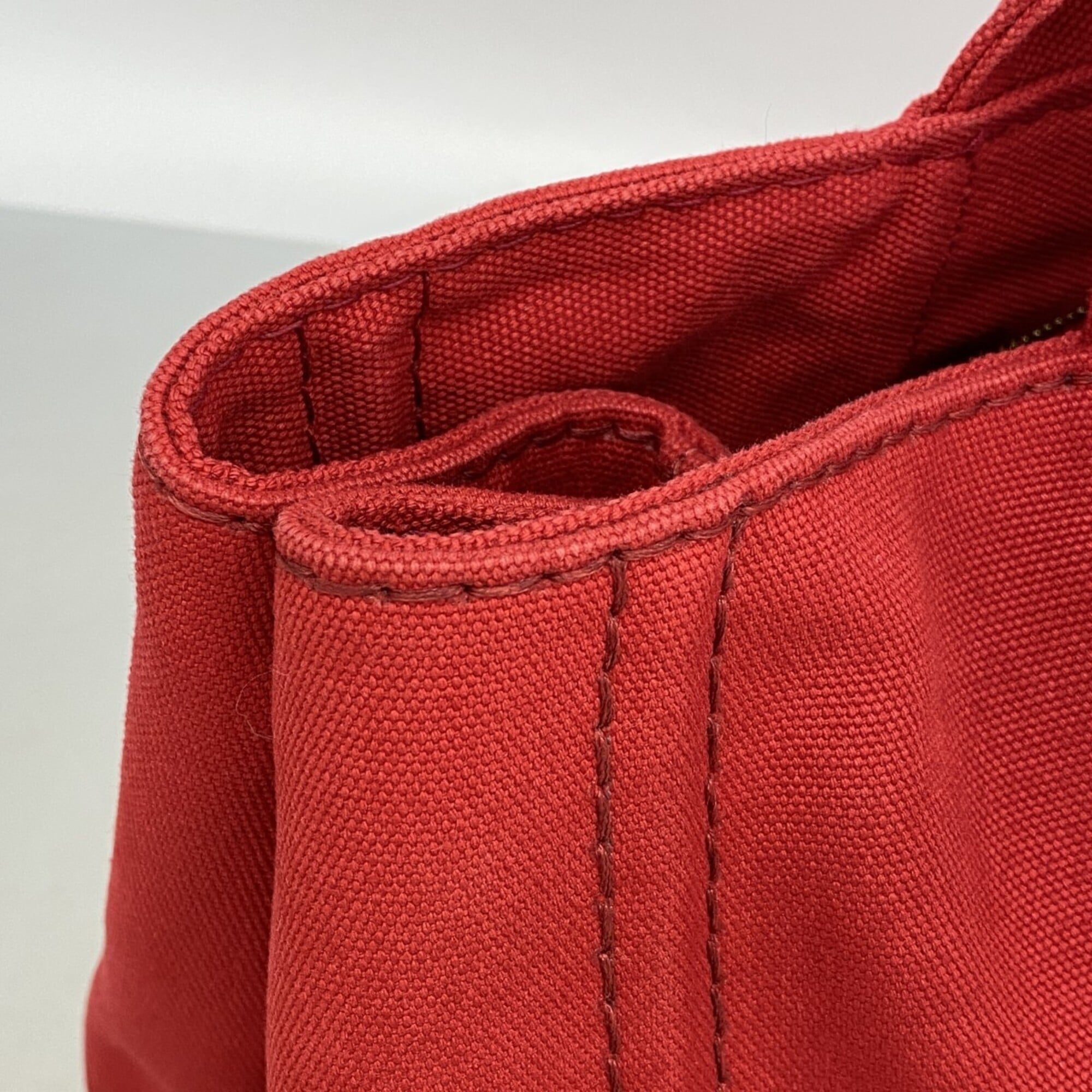 Prada Red Color Canvas Tote Bag (Pre-Owned)