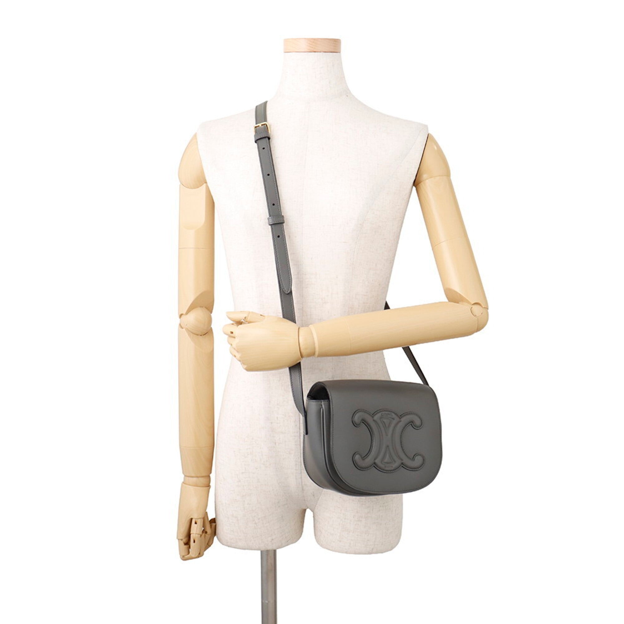 Celine Gray Leather Shoulder Bag (Pre-Owned)