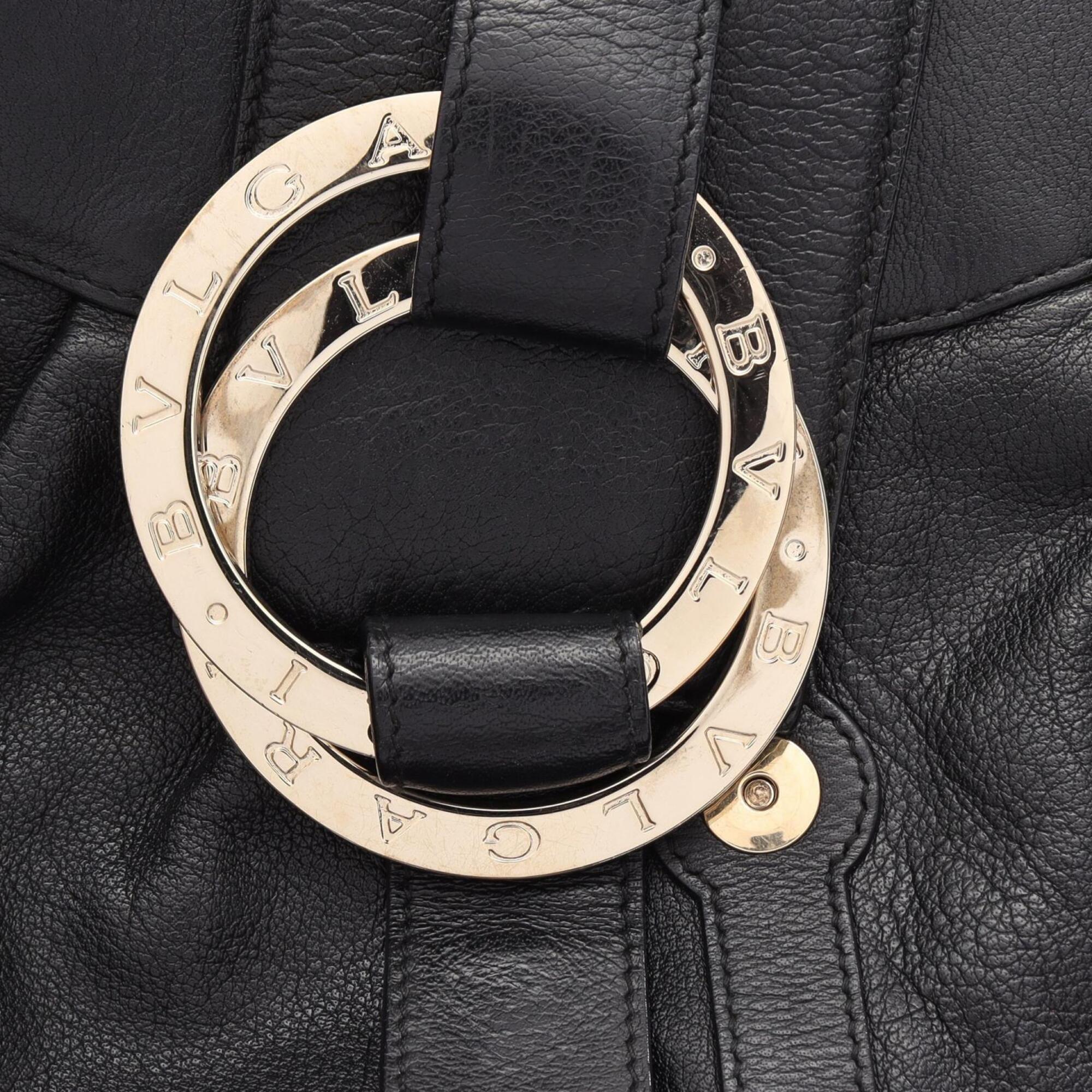 Bvlgari Black Leather Handbag Shoulder Bag (Pre-Owned)