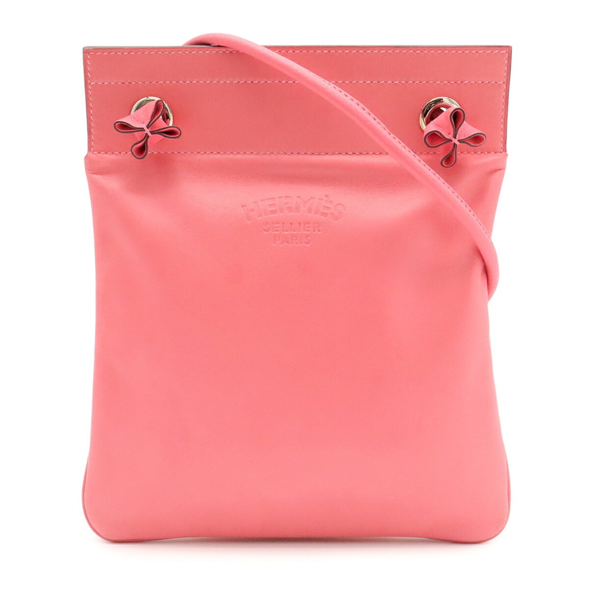 Hermes Rose Azalee Swift Leather Pochette Shoulder Bag (Pre-Owned)
