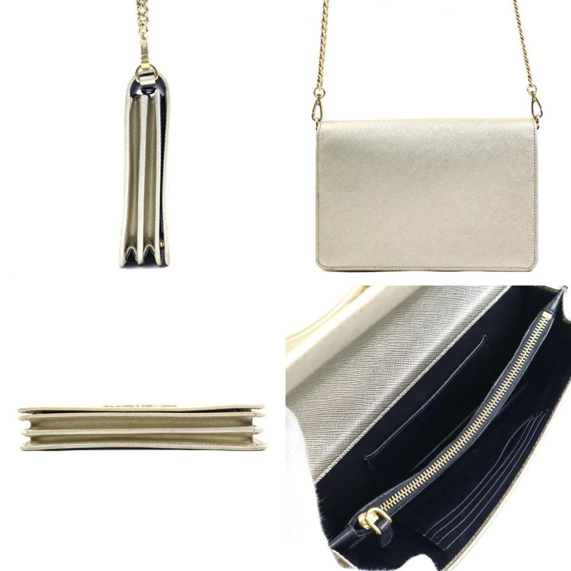 Prada Gold Leather Shoulder Bag (Pre-Owned)